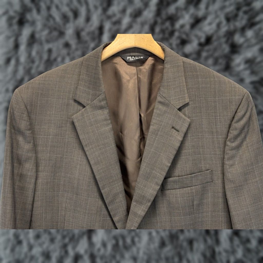 Jos. A. Bank VINTAGE Jos. A. Bank Sport Coat Men 44R Brown Glen Plaid 100% Wool Blazer Two-Button Jacket Size 44R - 1 Thumbnail