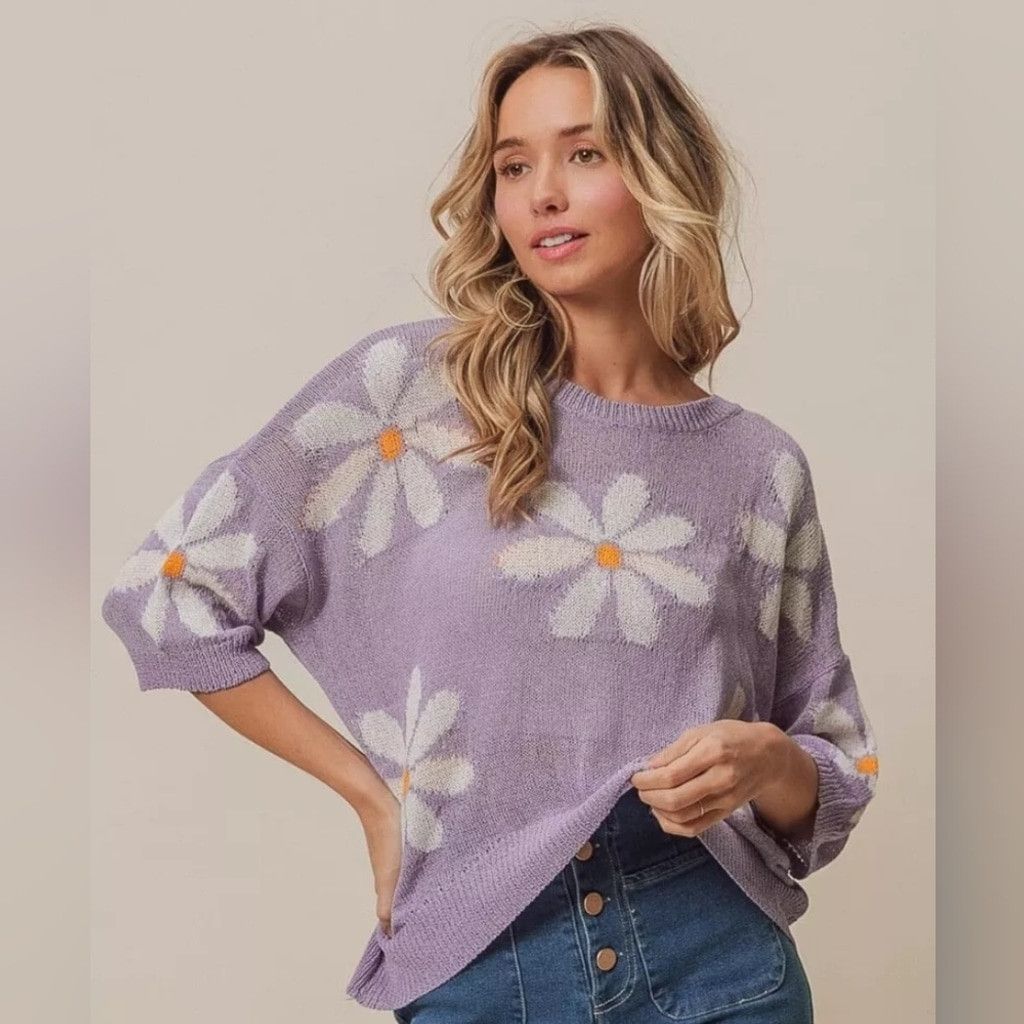 Other NWT Floral Elegance: The Chic Slit Sweater by BiBi Size M / US 6-8 / IT 42-44 - 2 Thumbnail