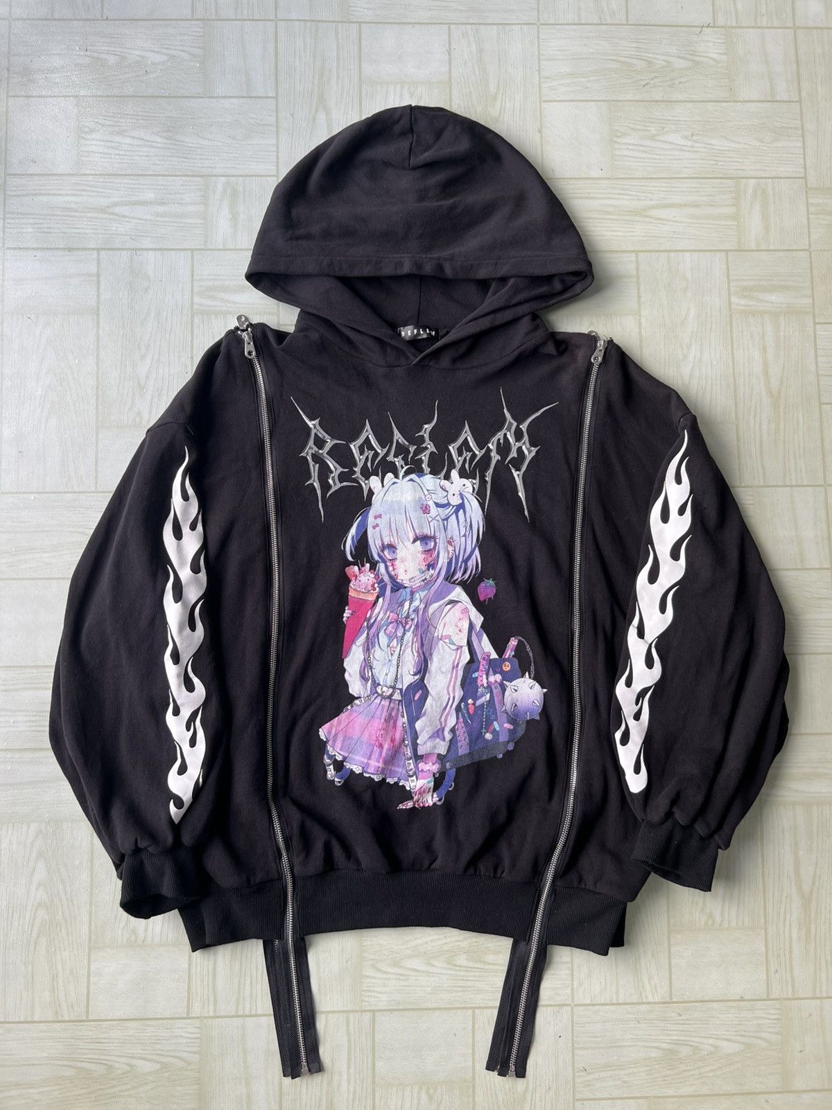 Drain Gang REFLEM x Drain Geng Negi Collabs Gotch Multi Zipper Hoodie Size US L / EU 52-54 / 3 - 3 Thumbnail