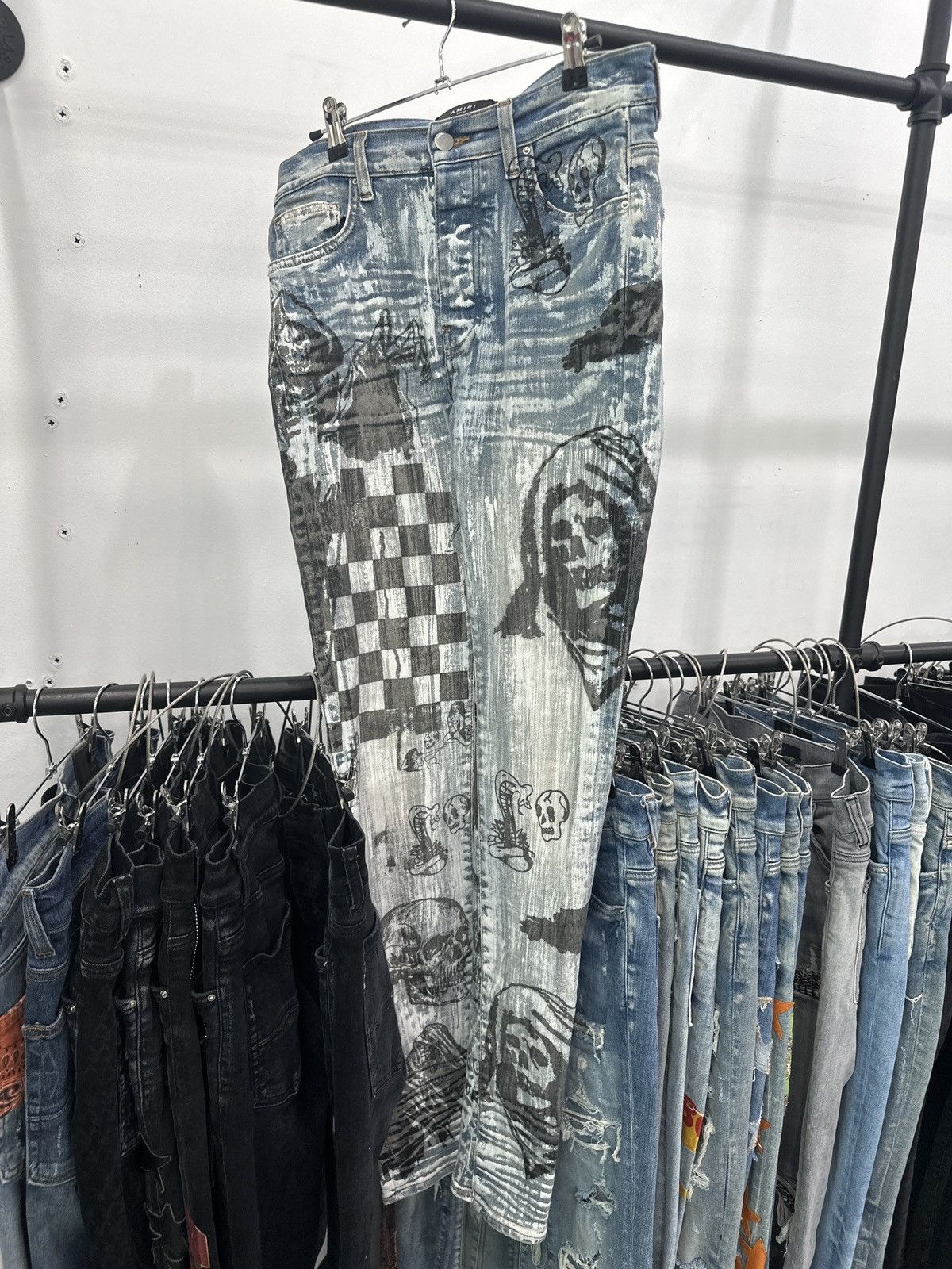 Amiri Amiri x Wes Lang Sketch Jeans ‘Painted Indigo’ Size US 30 / EU 46 - 1 Thumbnail