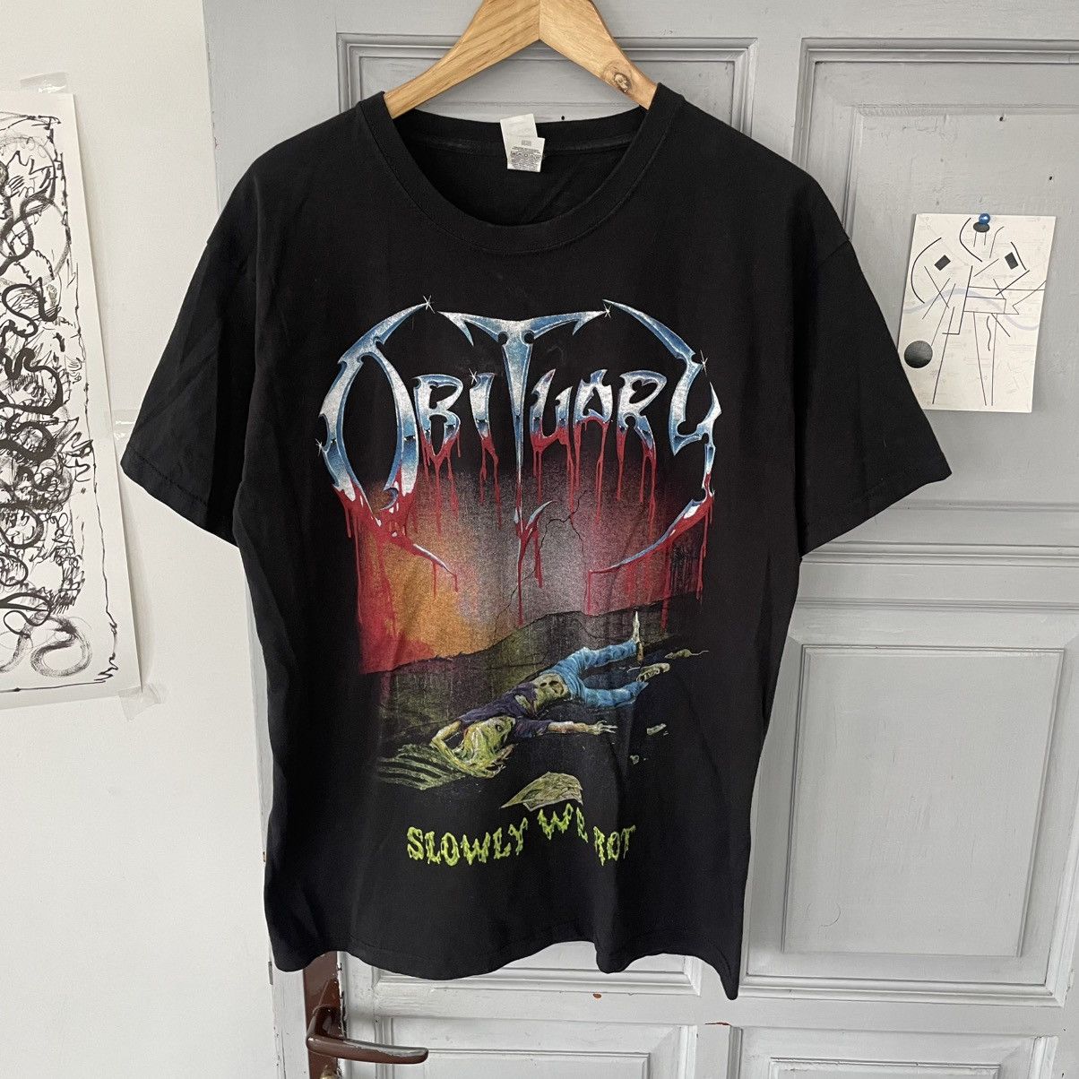 Band Tees Vintage Obituary Slowly We Rot Death Metal Band T-shirt Size US L / EU 52-54 / 3 - 2 Thumbnail