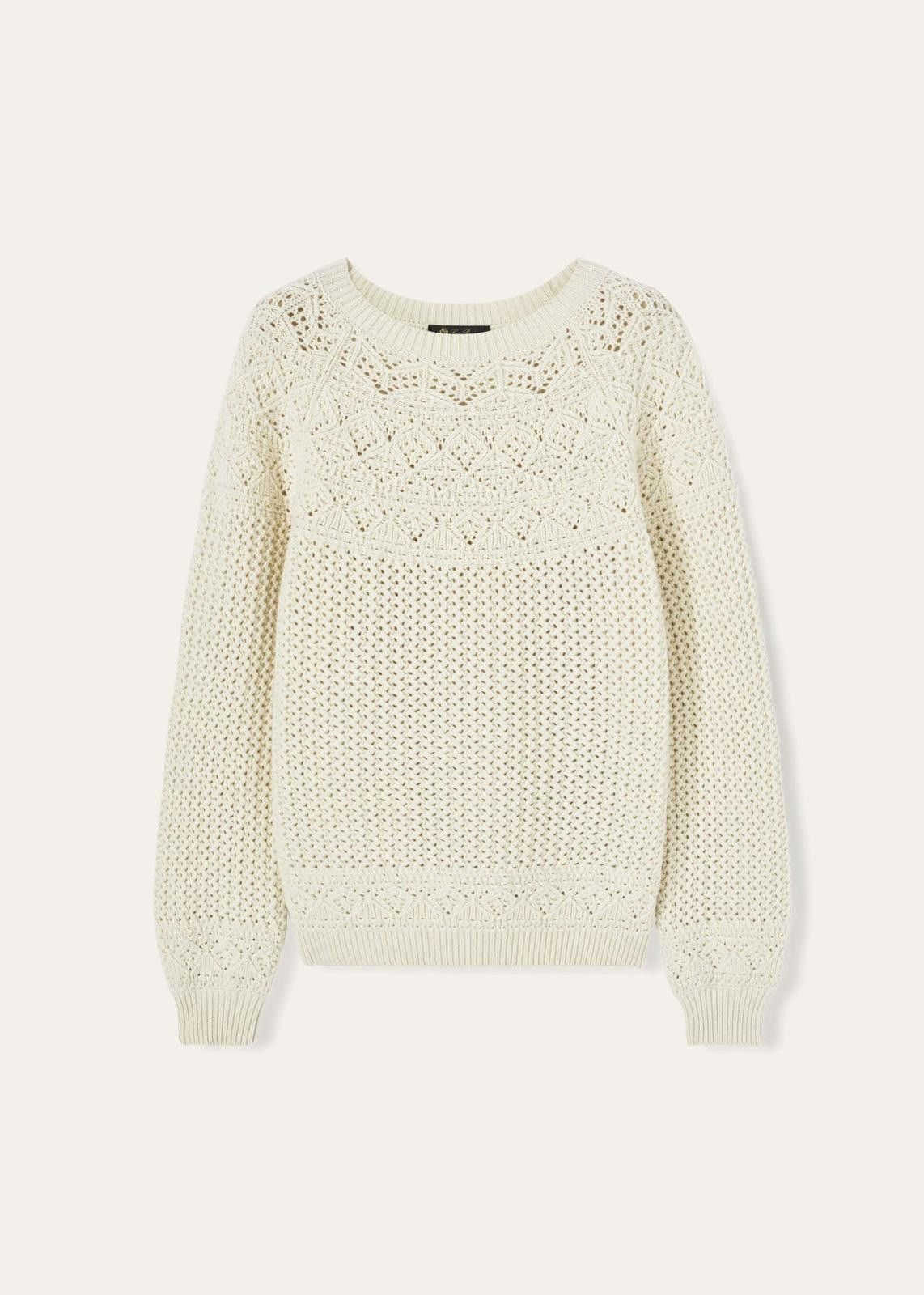 Loro Piana o1srvl11e0125 Engadin Crewneck Sweater in Off White Size M / US 6-8 / IT 42-44 - 1 Thumbnail