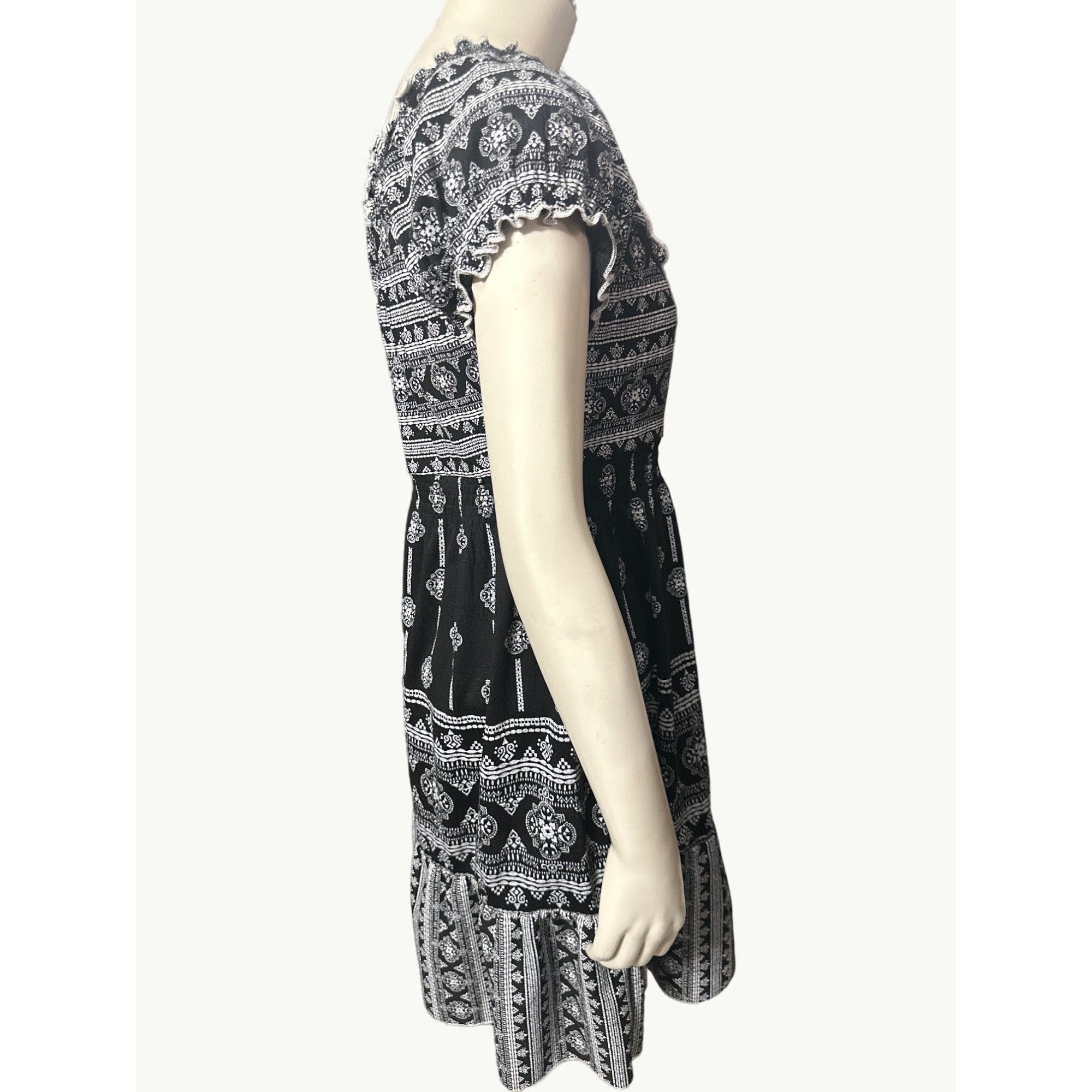 Almost Famous Almost Famous Black White Ruffle Sleeve Boho Dress Size Larg Size L / US 10 / IT 46 - 4 Thumbnail
