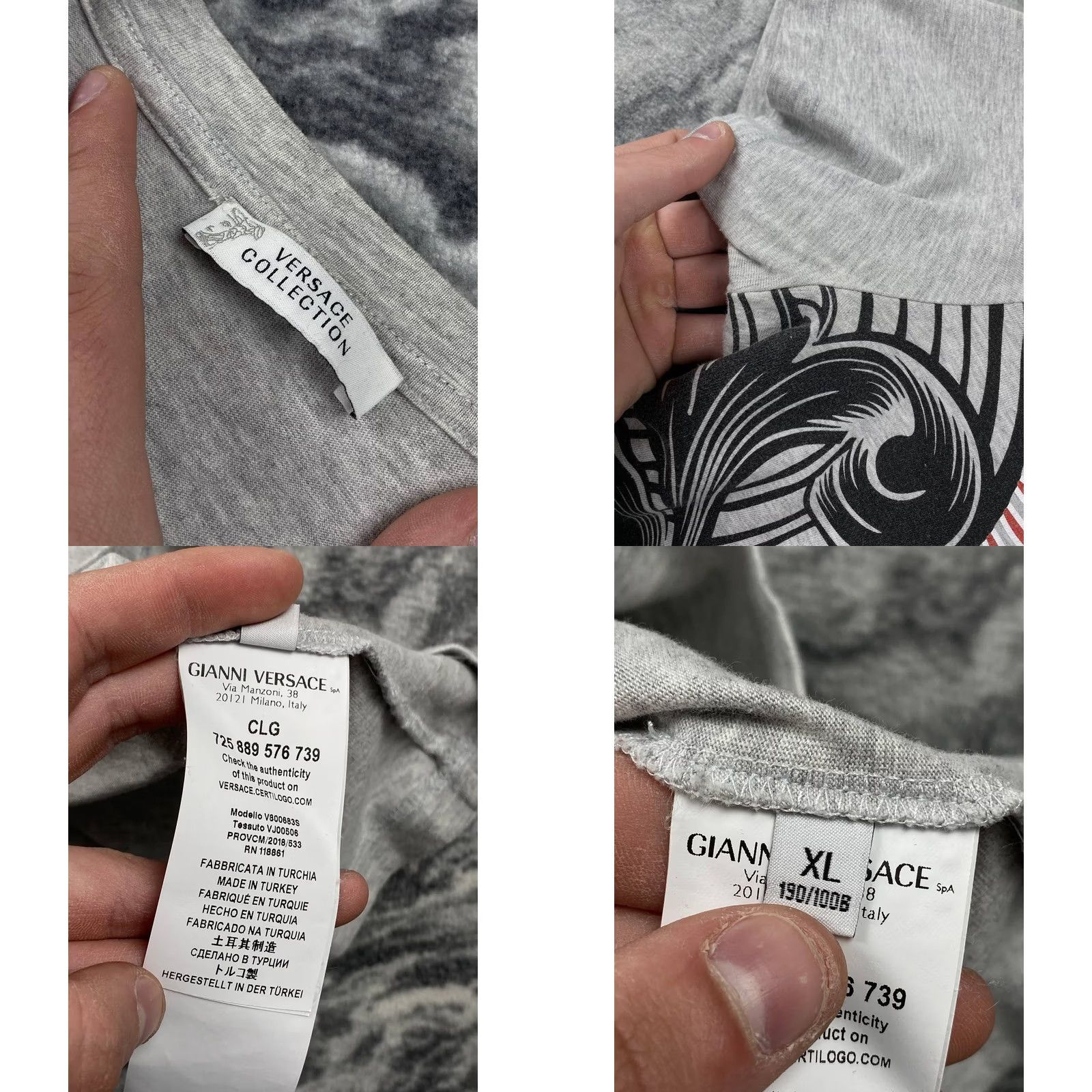 Vintage Versace Collection T-Shirt Men XL Gray Big Logo Size US XL / EU 56 / 4 - 8 Thumbnail
