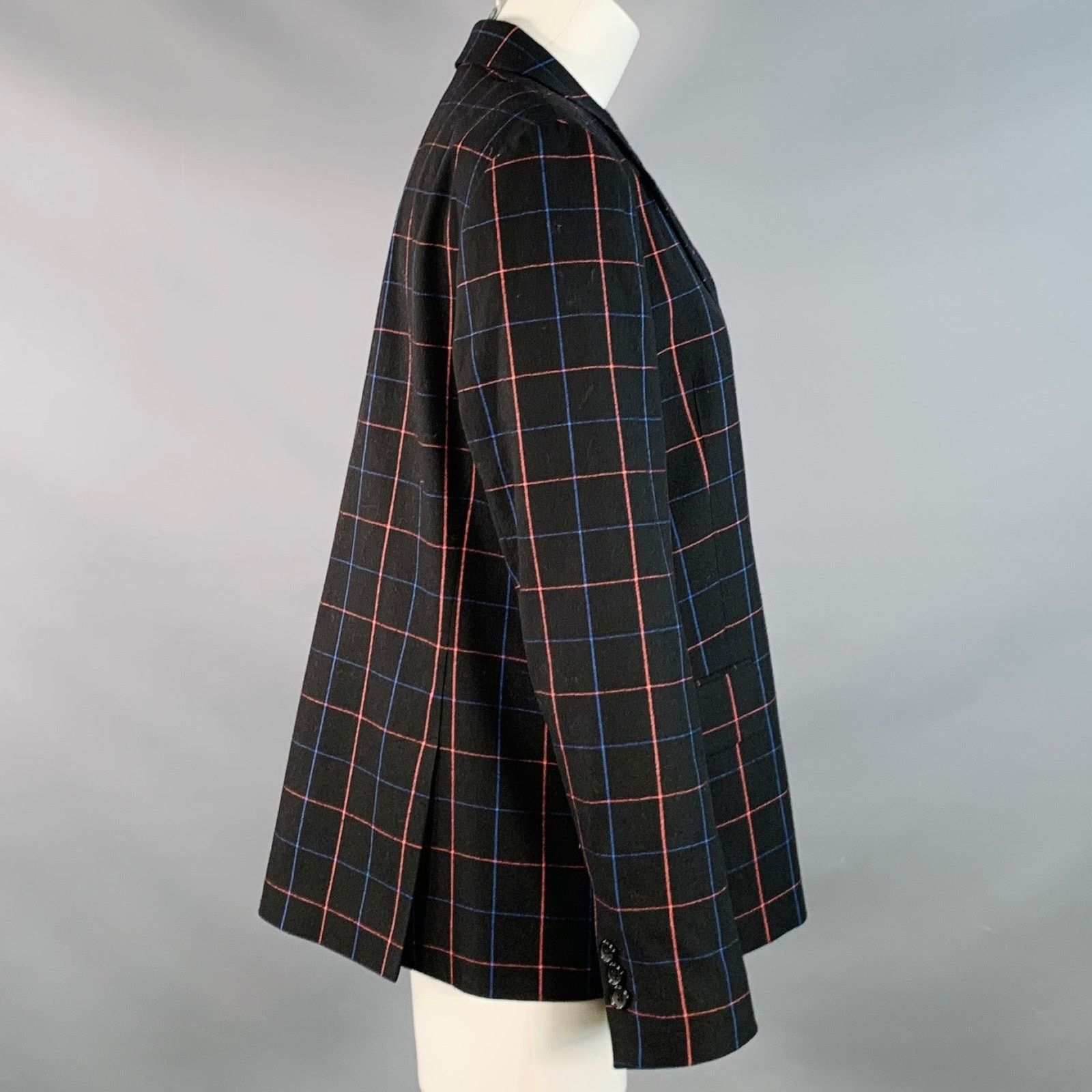 Paul Smith Black Blue Orange Window Pane Double Breasted Jacket Blazer Size M / US 6-8 / IT 42-44 - 2 Thumbnail