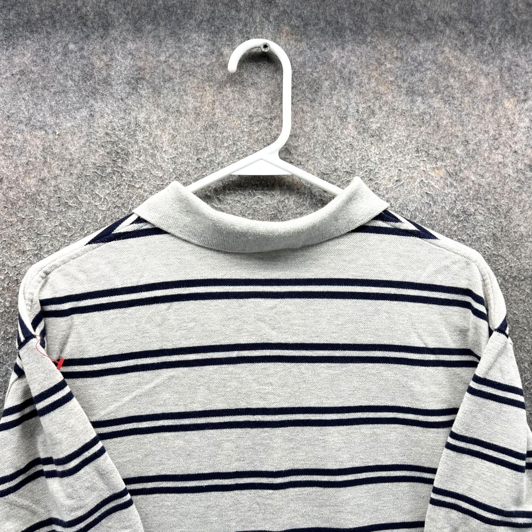 Polo Ralph Lauren VINTAGE Polo by Ralph Lauren Polo Shirt Mens XL Gray Stripe Pony Pique Cotton Polo by Ralph Lauren Shirt Mens XL Gray Stripe Pony Logo Cap Sleeve? Size US XL / EU 56 / 4 - 6 Thumbnail