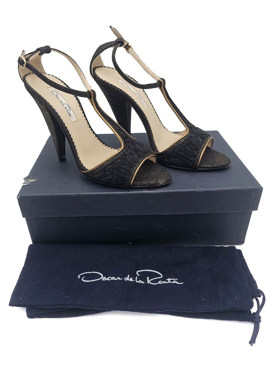 Oscar De La Renta Oscar de la Renta Embroidered Cloth Leather Sandals Size 37 Size US 7 / IT 37 - 3 Thumbnail