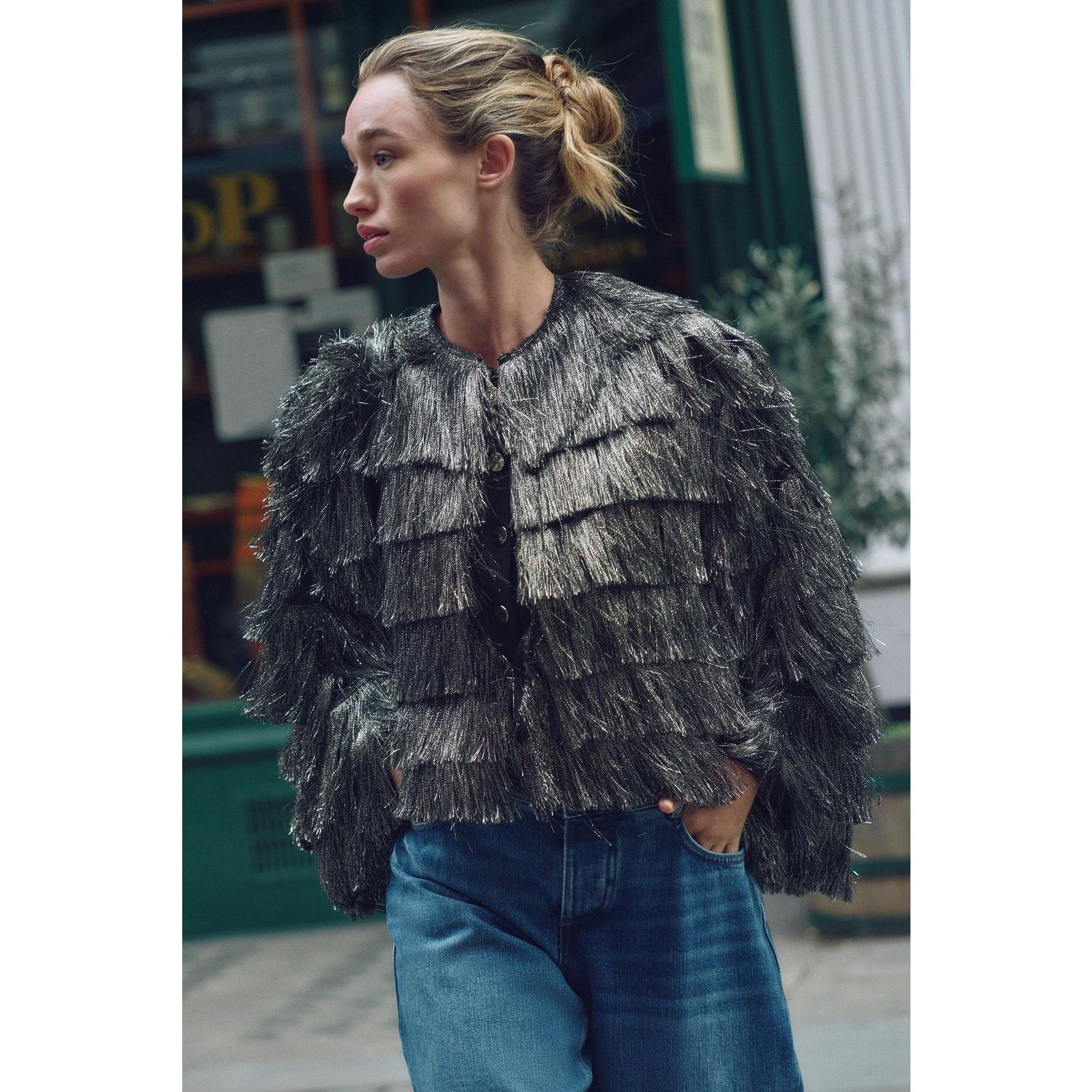 Zara ZARA Fringed Metallic Thread Jacket NWT Silver Size S Size S / US 4 / IT 40 - 11 Thumbnail