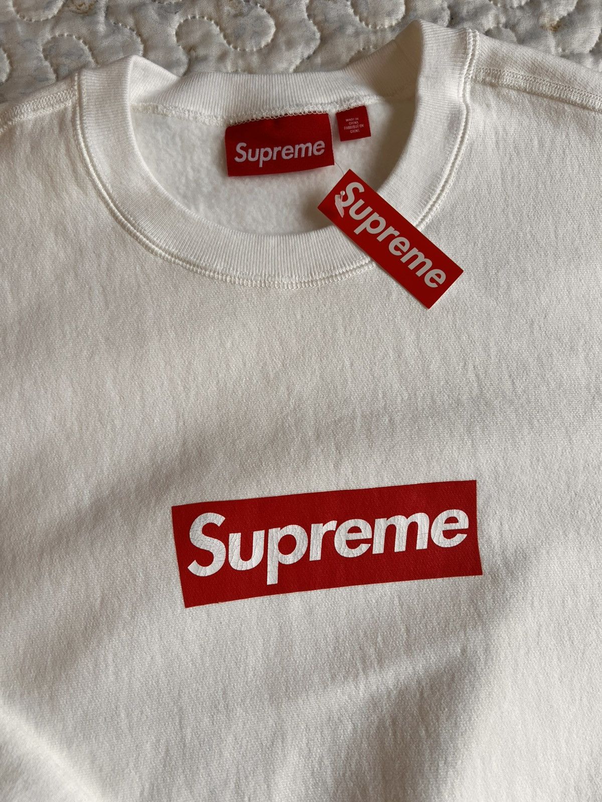 Supreme M Supreme washed box logo 25crewneck white hoodie sweatshirt Size US M / EU 48-50 / 2 - 11 Thumbnail