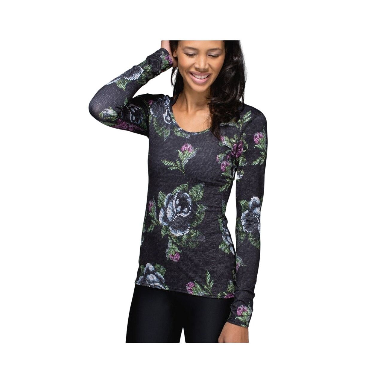 Lululemon LULULEMON Floral Long Sleeve Scoop Back Workout Top Size 4 Size S / US 4 / IT 40 - 1 Thumbnail