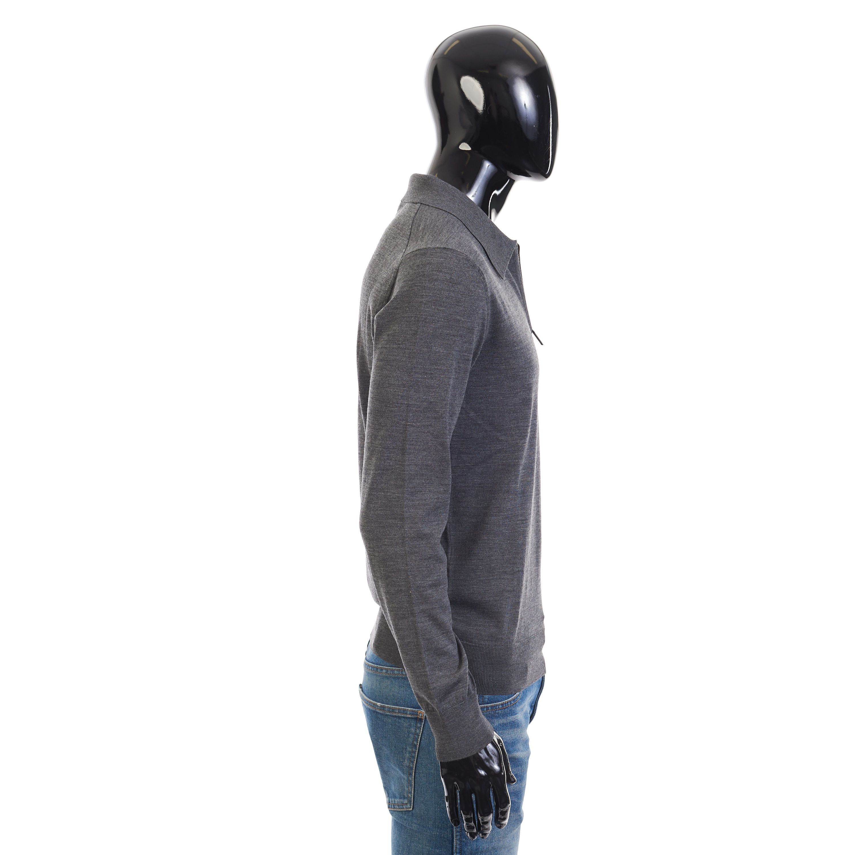 Brioni Polo Sweater With Metal Zip In Gray Wool Size US M / EU 48-50 / 2 - 9 Thumbnail
