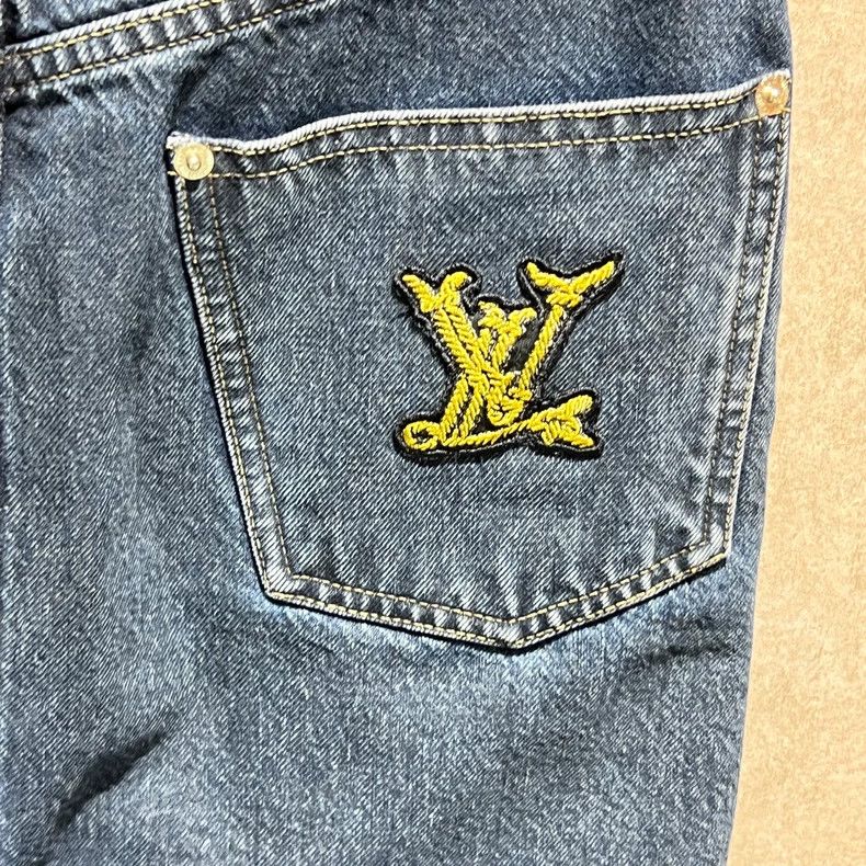 Louis Vuitton Louis Vuitton 24fw Hot Style Marine Series logo Denim Half Size 37" - 5 Thumbnail