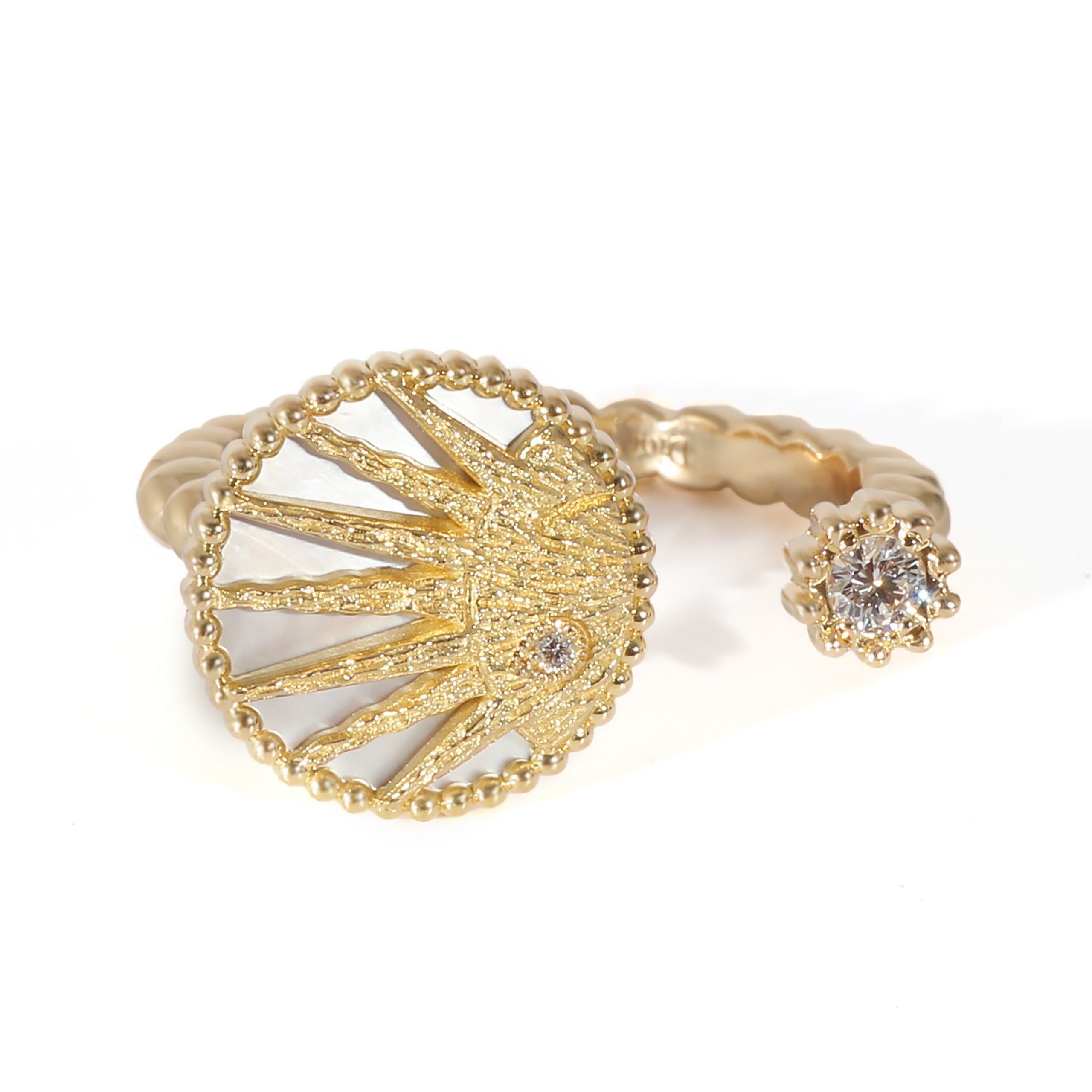 image of Dior Rose Céleste Mother-Of-Pearl & Diamond Open Ring 18K Yellow Gold 0.06 Ctw, Women's