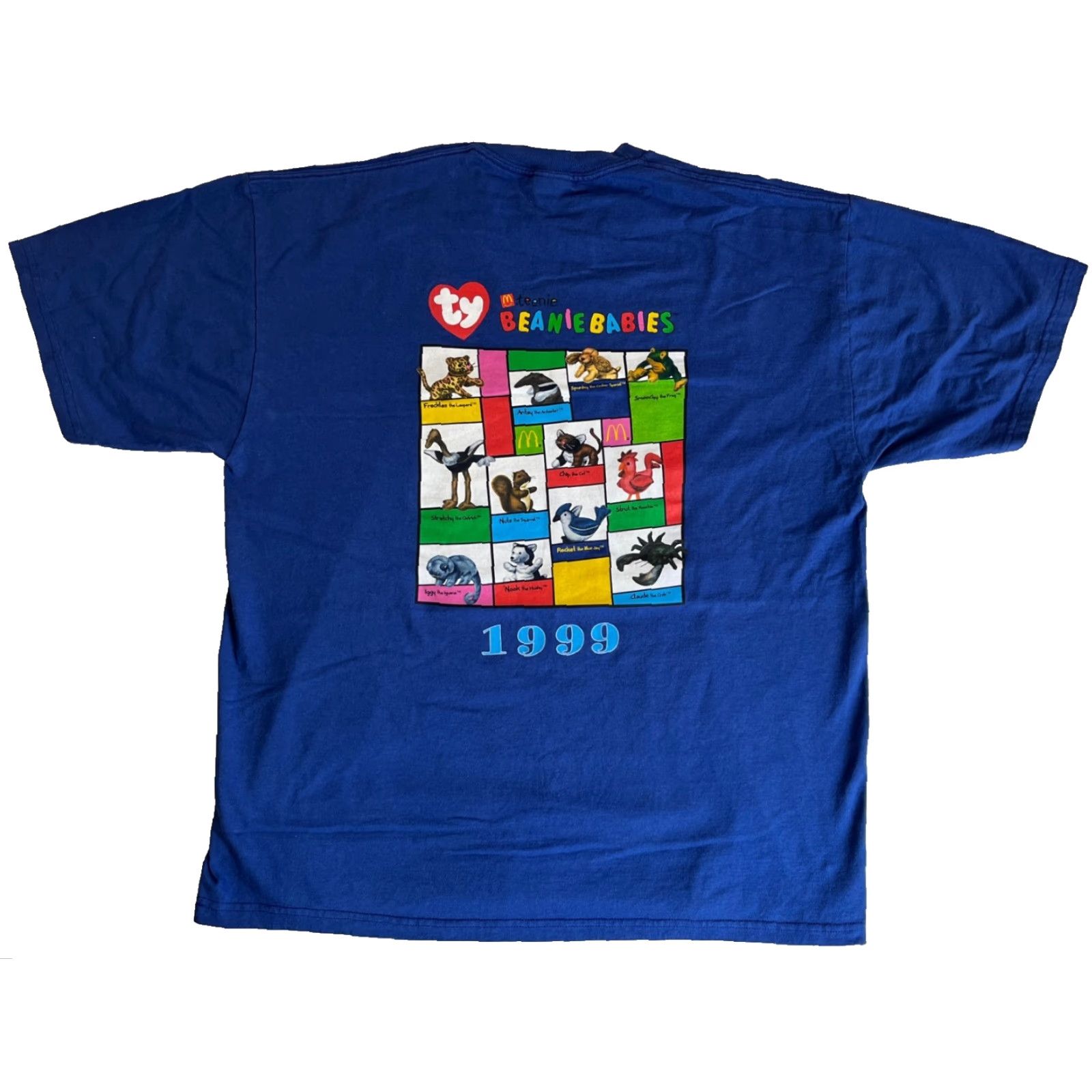 Jerzees VINTAGE McDonald's Teeny Beanie Babies T-Shirt 90s Crew Neck Short Sleeve XL Blue Unisex Adults Jerzees Heavyweight Cotton Double-Sided 1999 Size US XL / EU 56 / 4 - 2 Thumbnail
