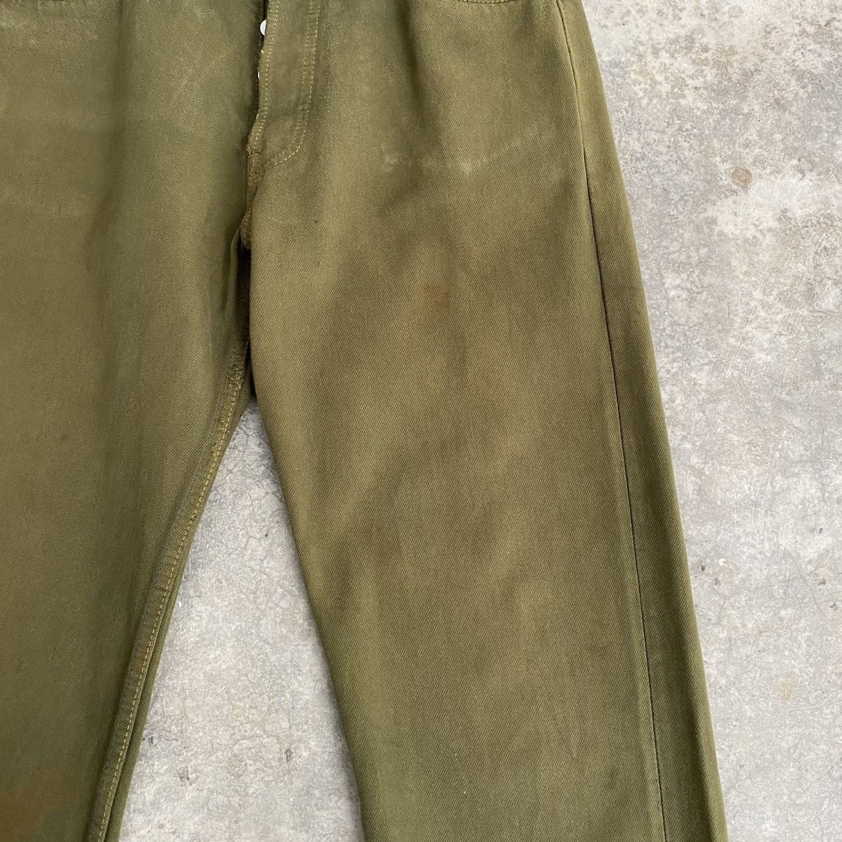 Levi's Vintage Levis 501 Faded Green Overdyed Distressed Jeans Size US 31 - 6 Thumbnail