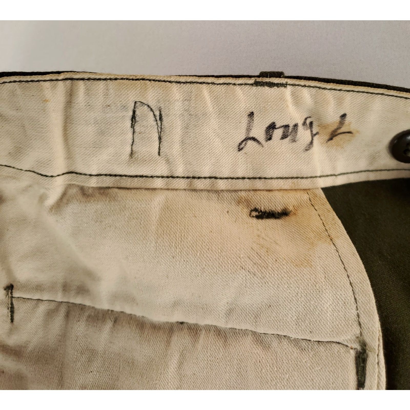 Olive US Army M-1951 M51 100% Wool Pants Olive Green Mens 39x34 Regular Men Inseam 34 Size US 39 - 2 Thumbnail