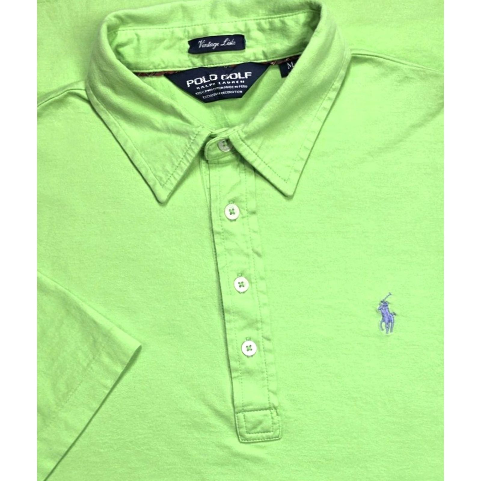 Ralph Lauren Ralph Lauren Polo Golf Shirt Green M Men Short Sleeve Pima Cotton Lisle Embroidered Button Collar Casual Golf Size US M / EU 48-50 / 2 - 2 Thumbnail