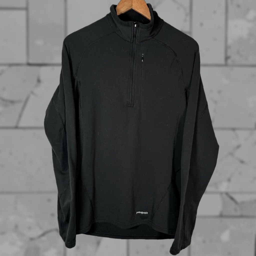 Patagonia VINTAGE Patagonia Capilene Baselayer Black Polyester Blend Athletic Pullover Mens M Sweatshirt Zip Closure Size US M / EU 48-50 / 2 - 1 Thumbnail