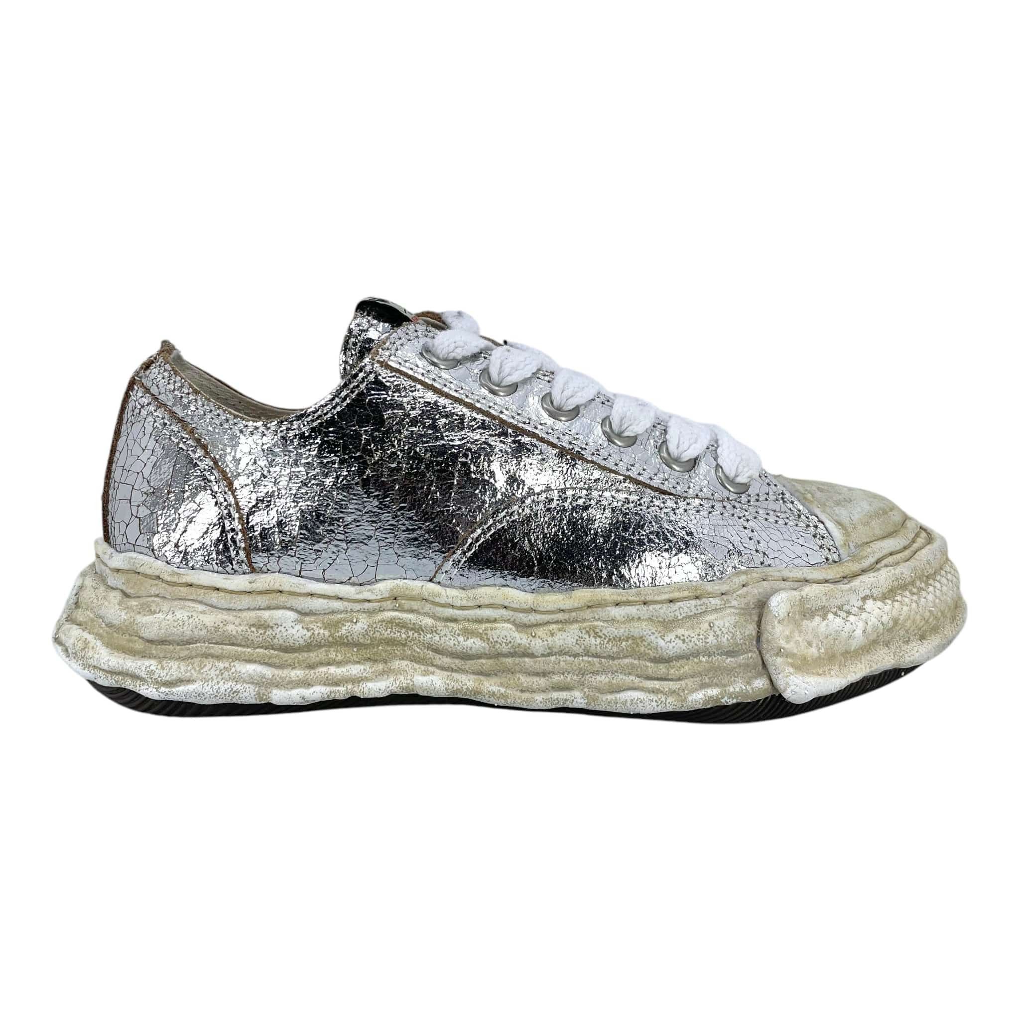 Maison MIHARA YASUHIRO Peterson OG Sole Sneaker Low Crackling Leather Silver Multi Size US 6 / EU 39 - 1 Thumbnail
