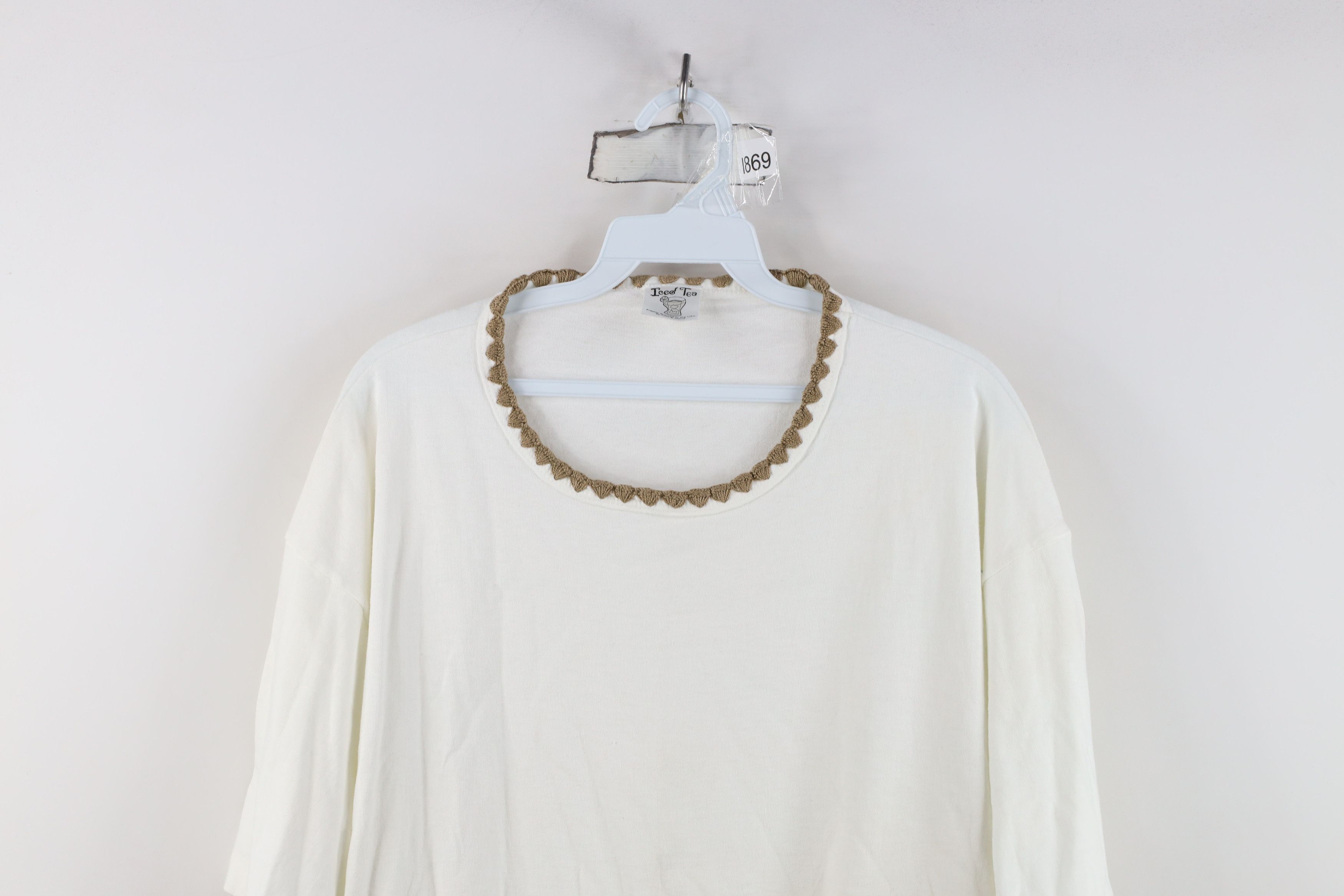 Vintage Vintage 90s Streetwear Scallop Collar Blank T-Shirt USA Size XXL / US 16-18 / IT 52-54 - 2 Thumbnail