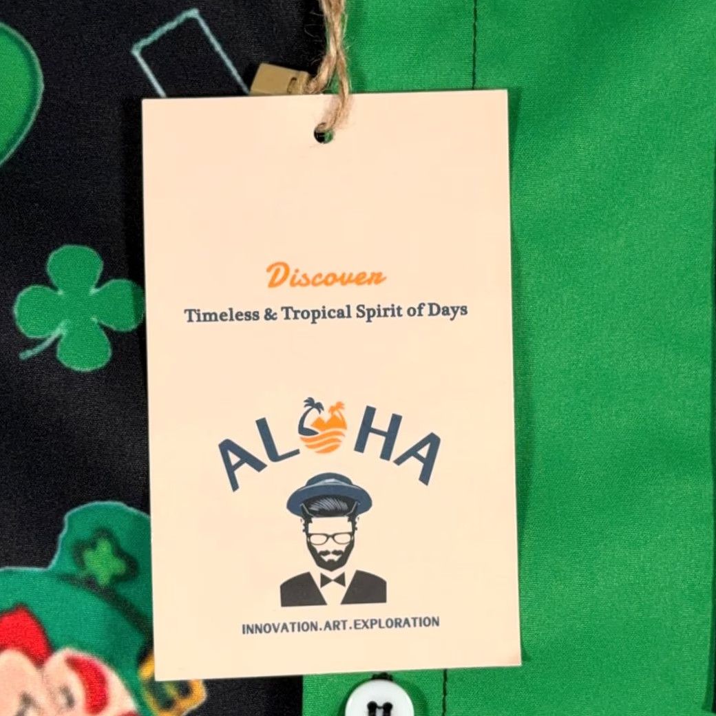 ALOHAS St Patricks Day Shirt Adult SMALL Green Aloha Hawaiian Leprechaun Holiday Shirt Size US S / EU 44-46 / 1 - 4 Thumbnail