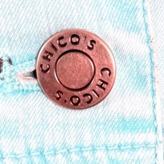 Vintage Chicos Denim Jacket Light Blue Calligraphy Asian Print Boho Artful Trucker Size XL / US 12-14 / IT 48-50 - 7 Thumbnail
