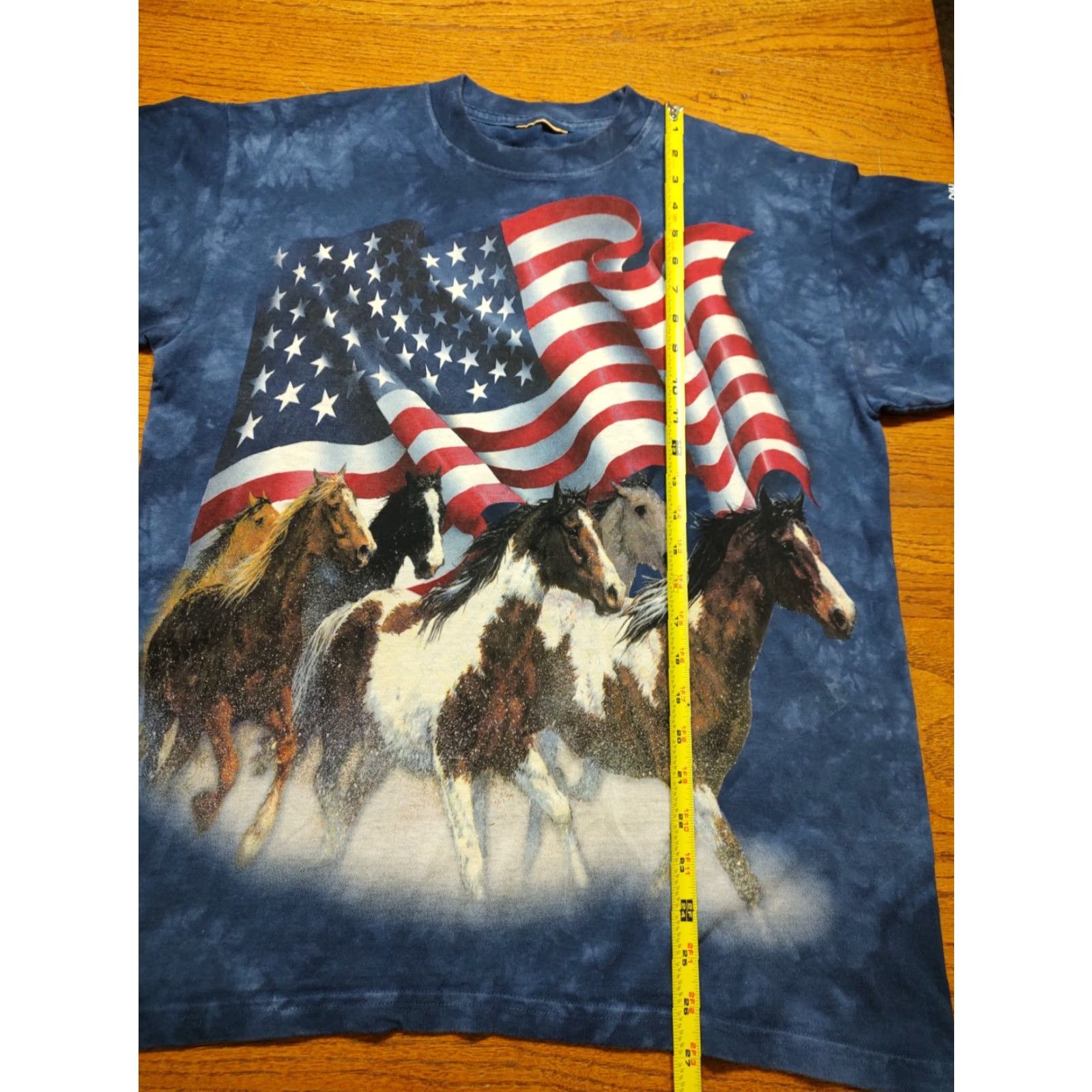 The Mountain Vintage The Mountain Tie Dye American Flag Horses T Shirt Blue USA Mens L Size US L / EU 52-54 / 3 - 5 Thumbnail
