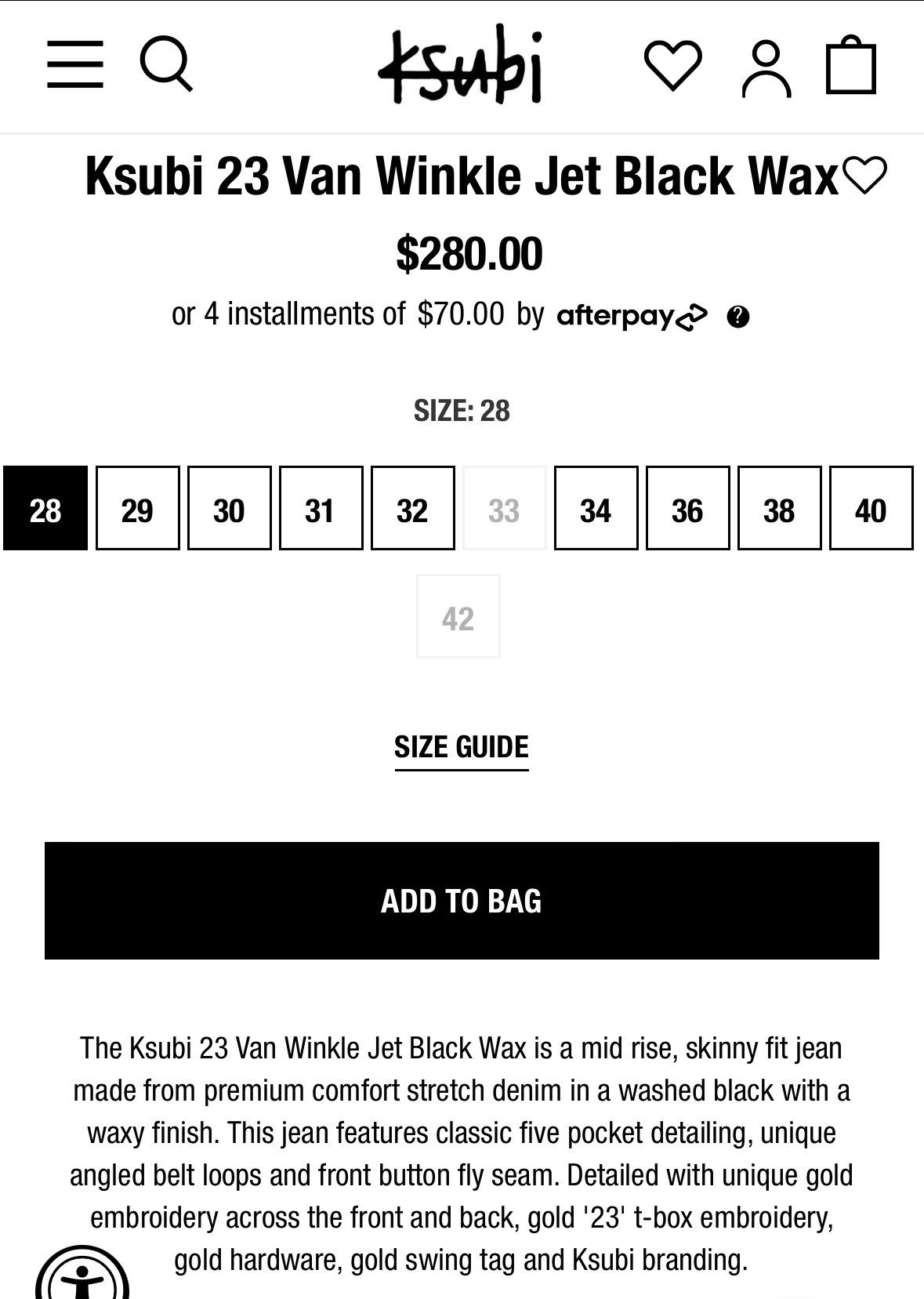 Ksubi Ksubi 23 Van Winkle Jet Black Wax Size US 32 / EU 48 - 20 Thumbnail