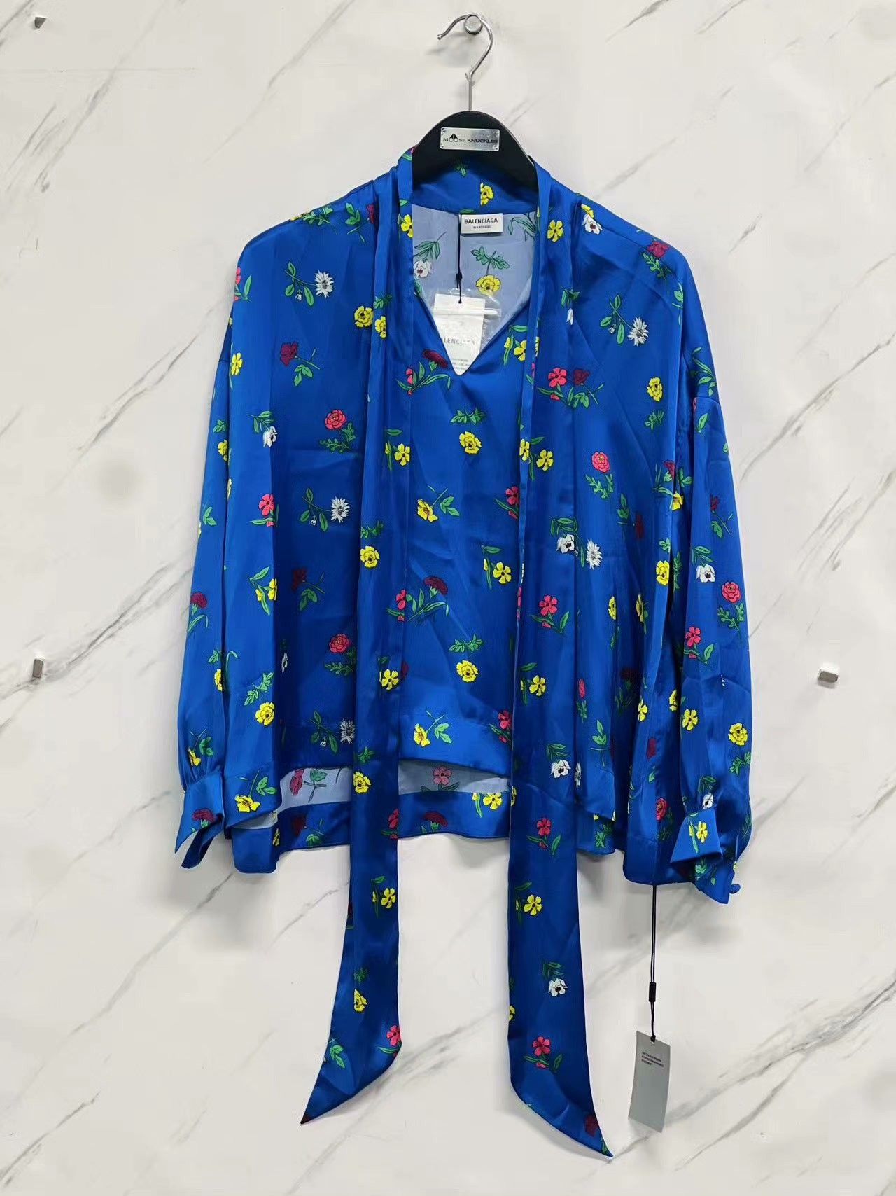 Balenciaga Balenciaga Women's Satin French Print Shirt Size XXS / US 00 / IT 34 - 1 Thumbnail