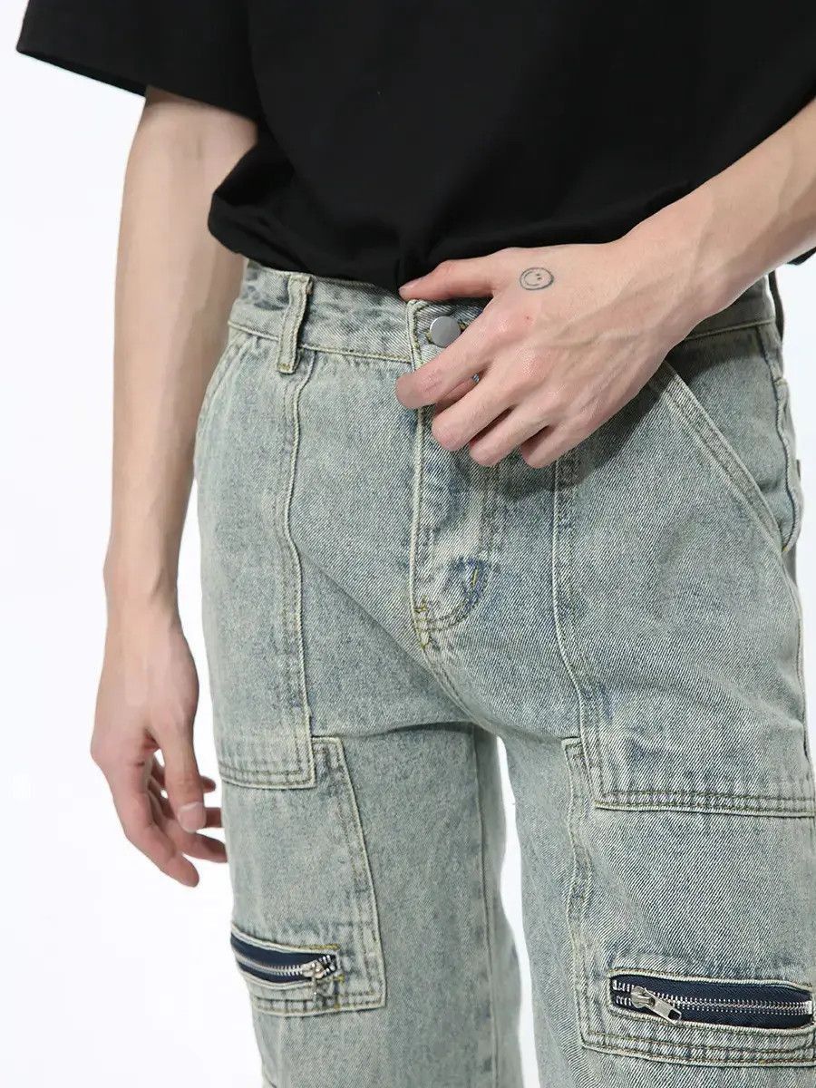 Japanese Brand Retro loose zipper pocket jeans Size US 30 / EU 46 - 3 Thumbnail