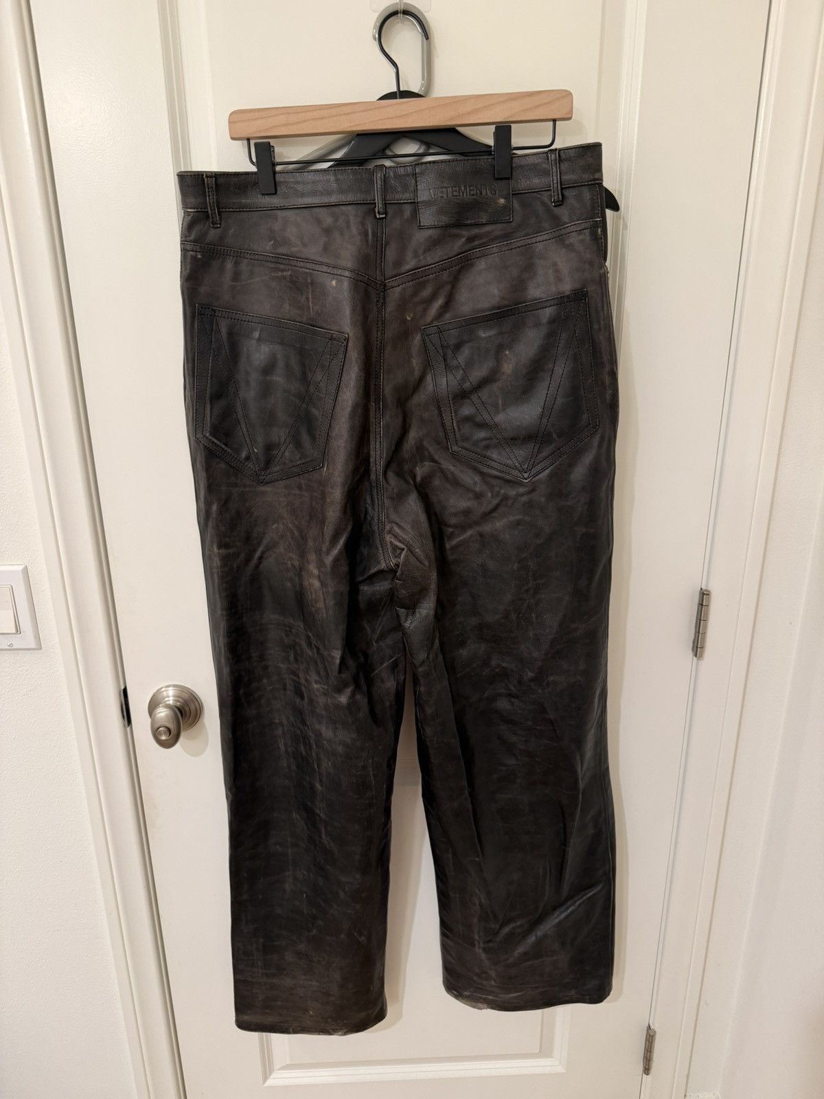 Vetements Vetements Calf Leather Pants – Natural Patina – Size M Size US 33 - 3 Thumbnail
