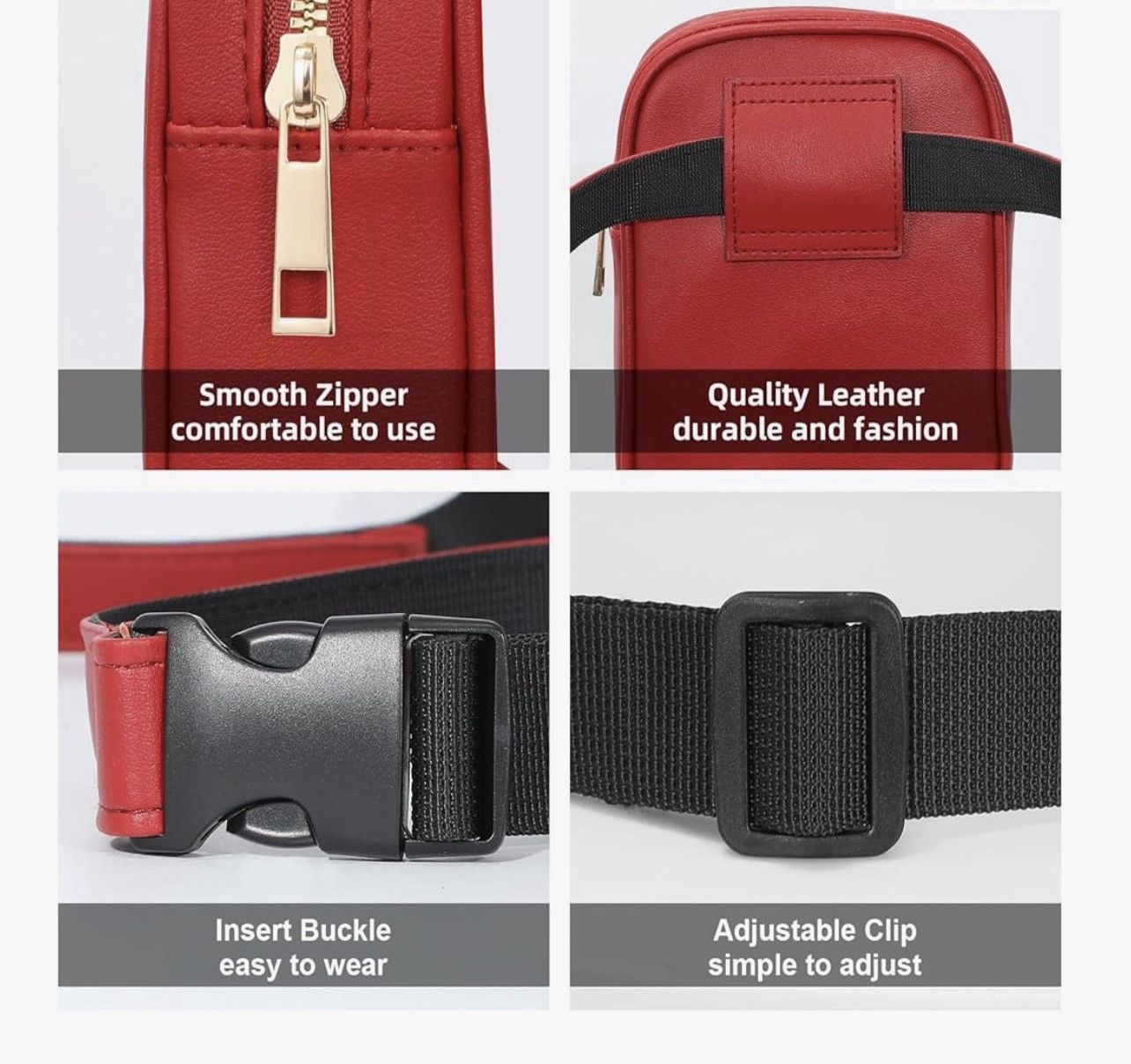 Other NWOT Red Double Strap Belt Bag Fanny Pack Size ONE SIZE - 4 Thumbnail