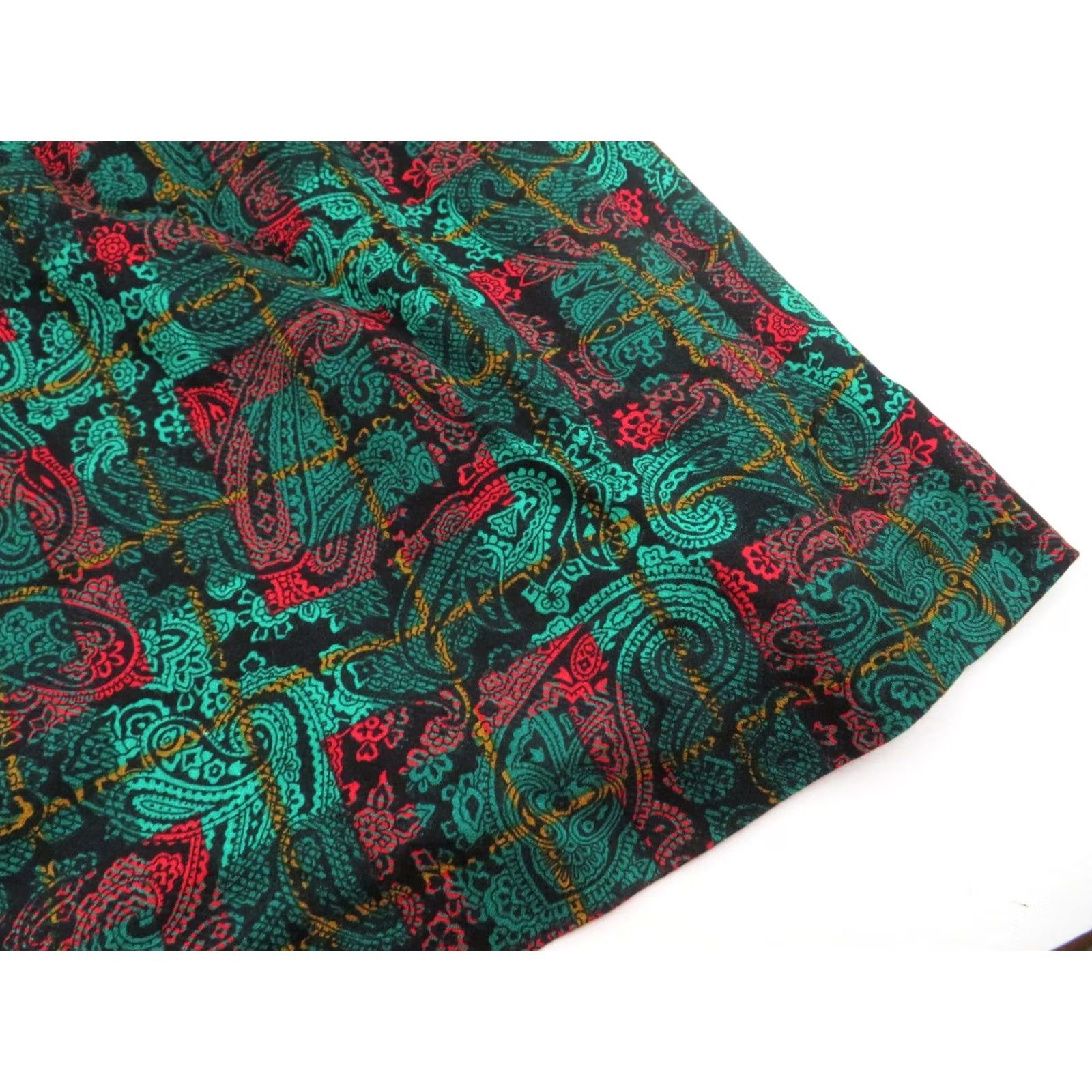 Pendleton VINTAGE Pendleton Skirt Womens 8 Midi A-line Boho Paisley Pleated Floral Green 27” Waist 80s 90s Mens Girls Size 30" / US 8 / IT 44 - 2 Thumbnail
