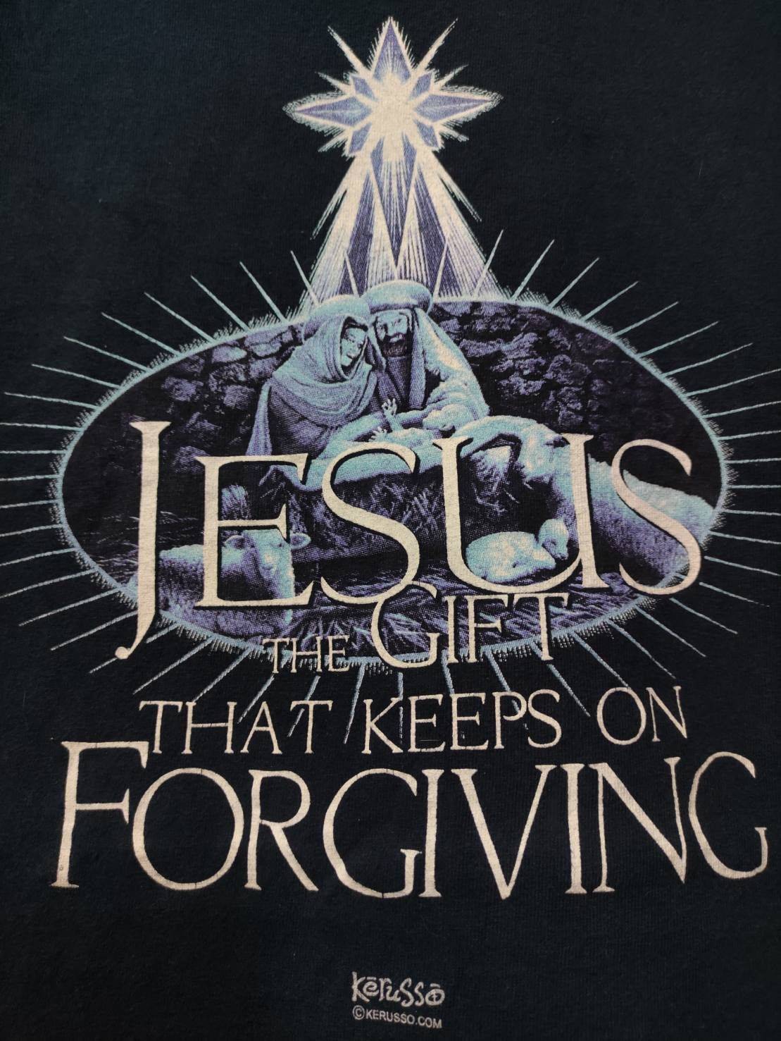 Vintage Vtg 00's Jesus the Gift That Keeps on Forgiving T-Shirt Size US XL / EU 56 / 4 - 3 Thumbnail