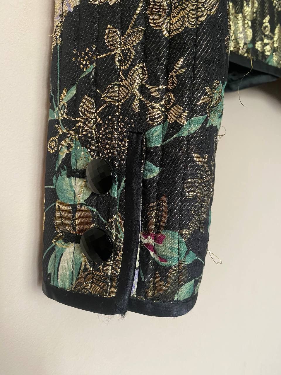 Valentino VALENTINO NIGHT Black Floral Silk Jacket 1980's VINTAGE Size M / US 6-8 / IT 42-44 - 6 Thumbnail