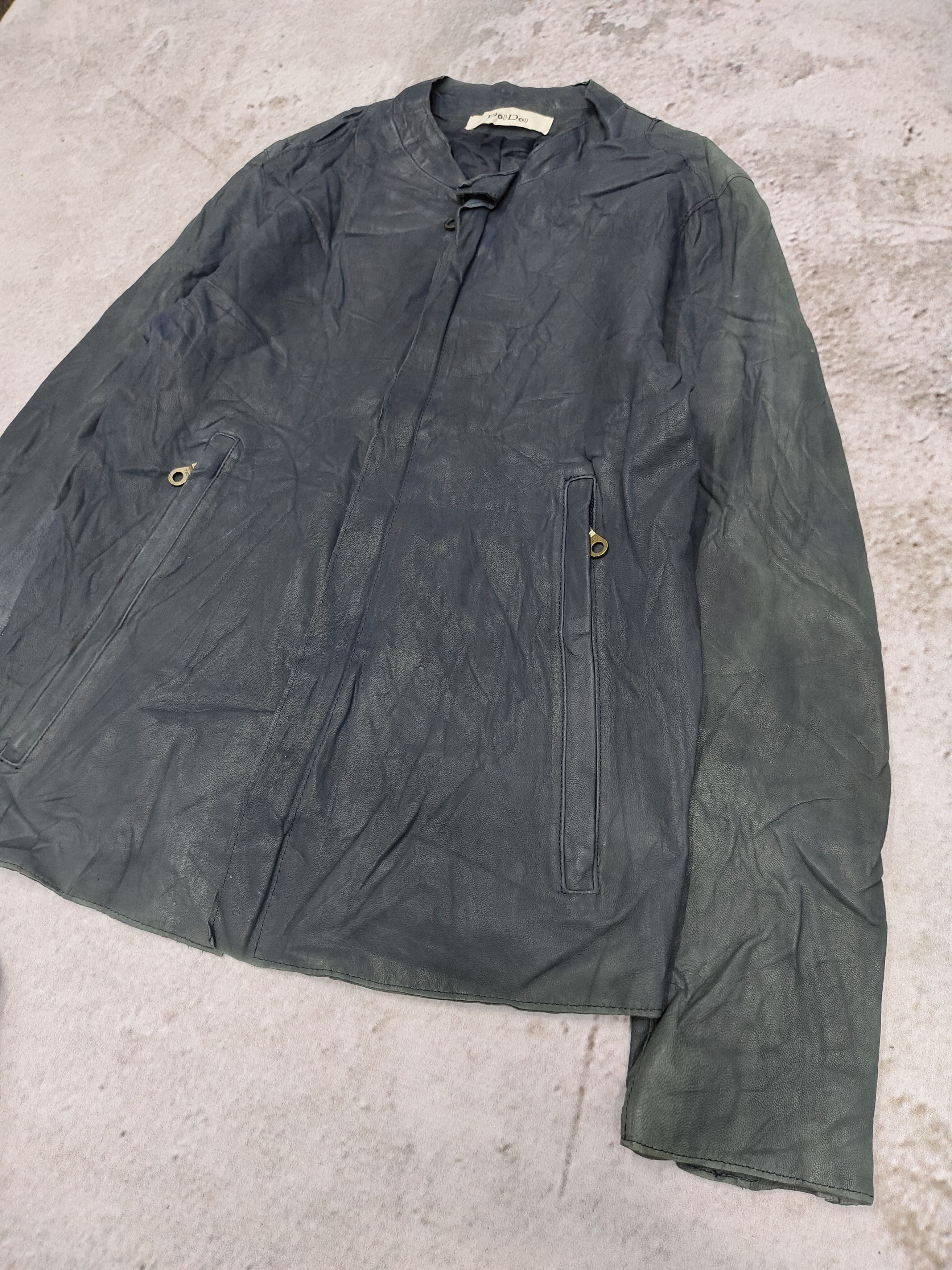 Japanese Brand 00s DouDou🇯🇵 Y2K Minimalist Goatskin Leather Moto Jacket Size M / US 6-8 / IT 42-44 - 6 Thumbnail