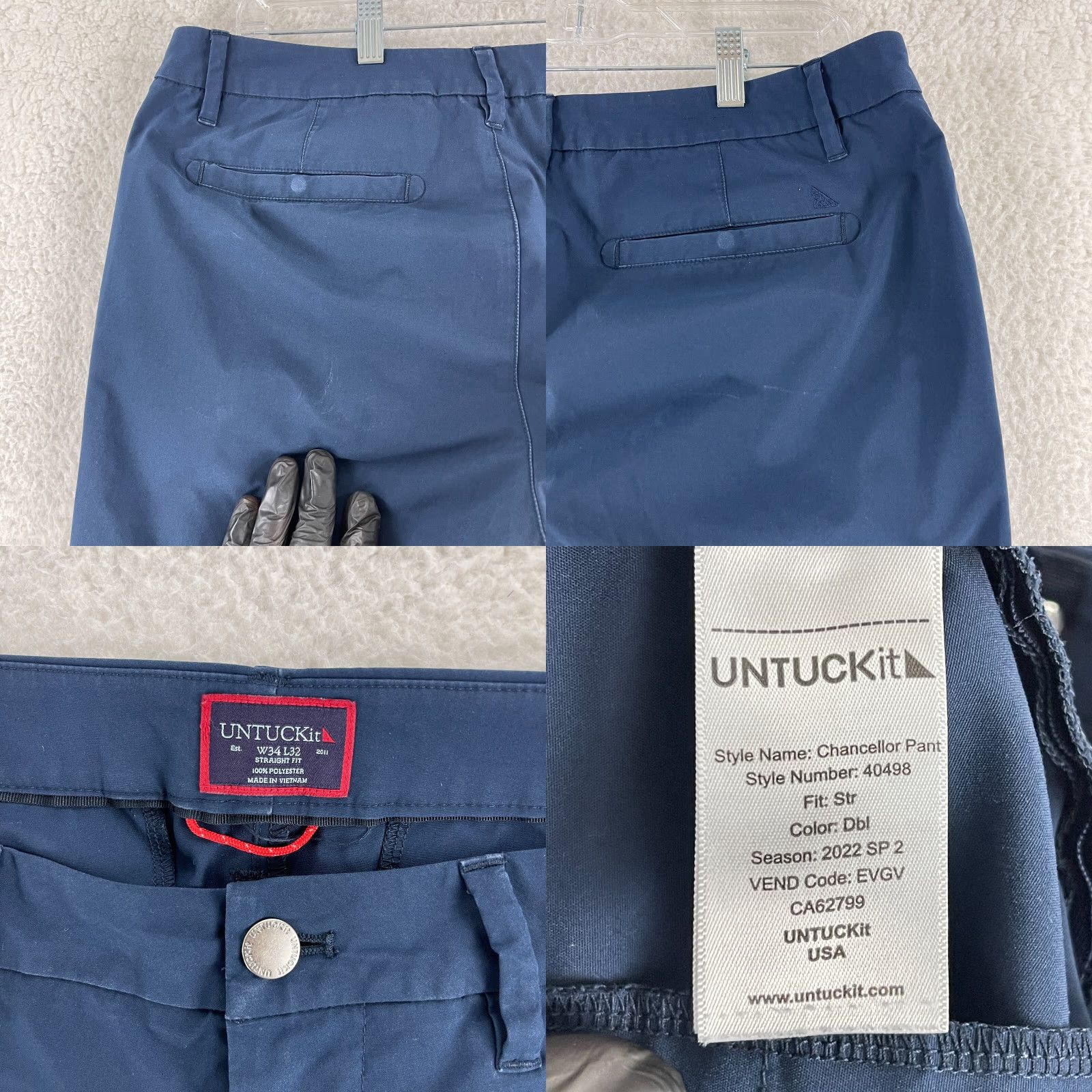 UNTUCKit UNTUCKit Chancellor Chino Pants Mens Size 34x32 Navy Blue Straight Fit 5 Pocket Size US 34 / EU 50 - 10 Thumbnail
