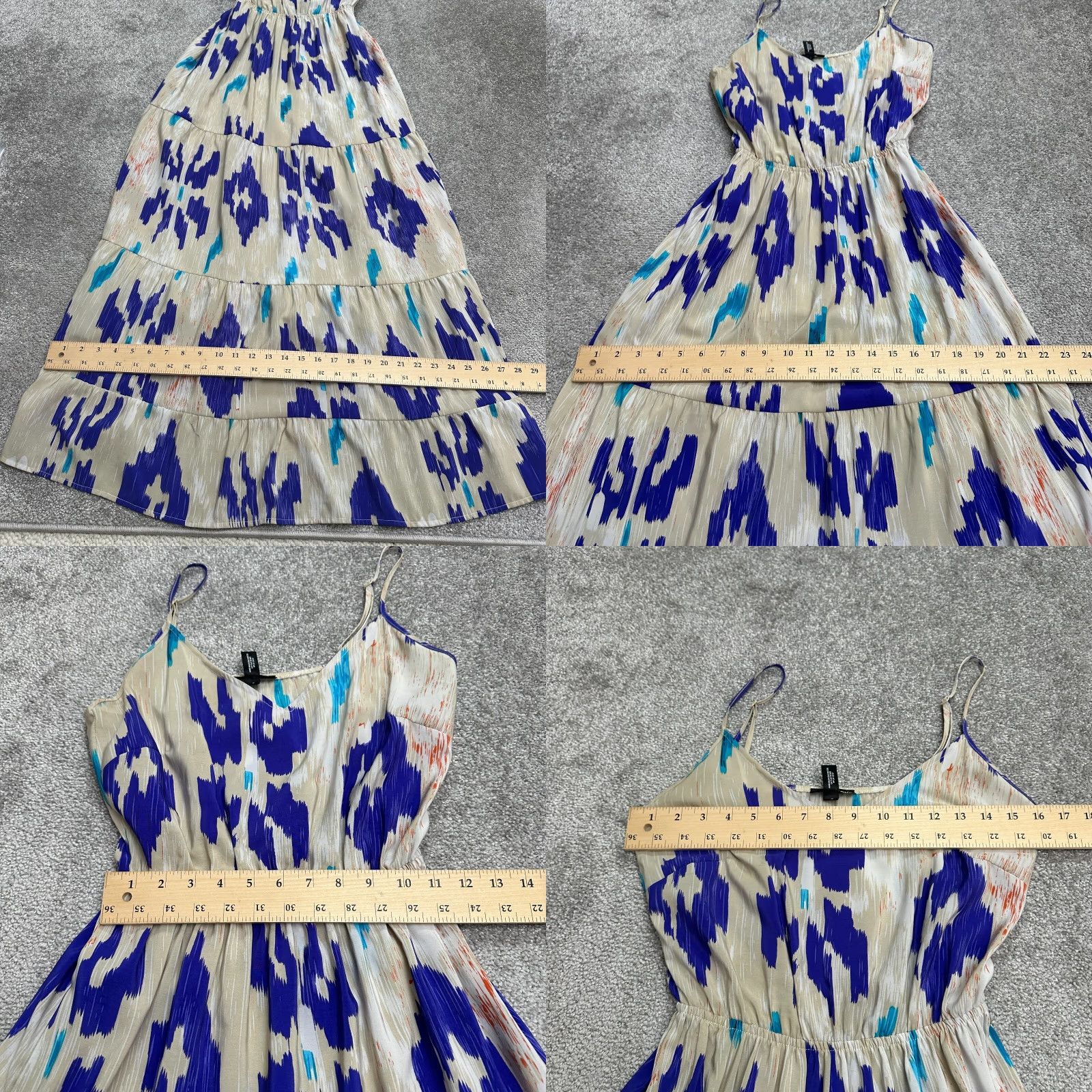 AQUA Aqua Dress Maxi Womens S Blue Geometric Strappy Sleeveless V-Neck Knit Polyester Pleated Lightweight Vintage No Size S / US 4 / IT 40 - 8 Thumbnail