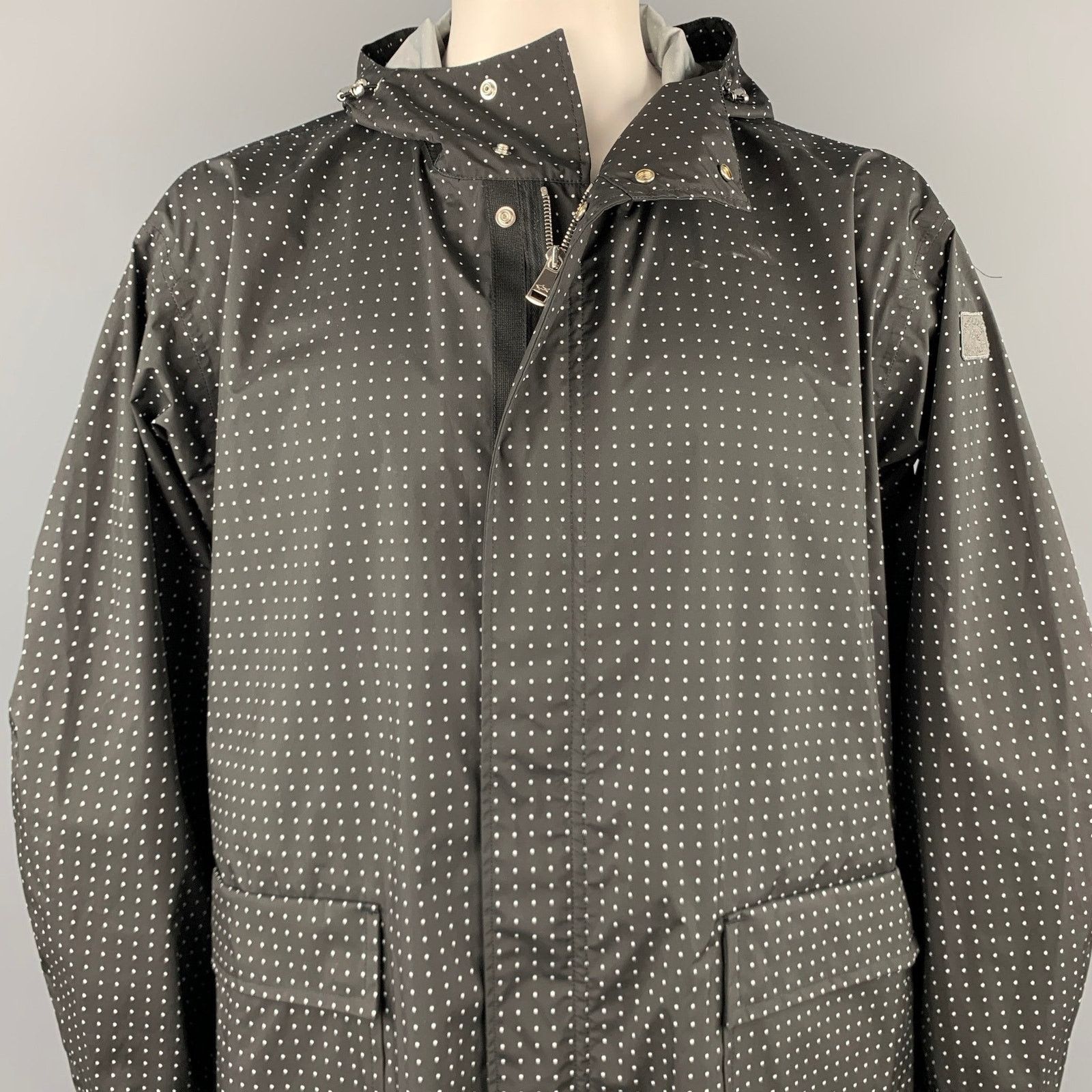 Paul & Shark M Black & White Dots Polyester / Nylon Oversized Raincoat Size US M / EU 48-50 / 2 - 2 Thumbnail