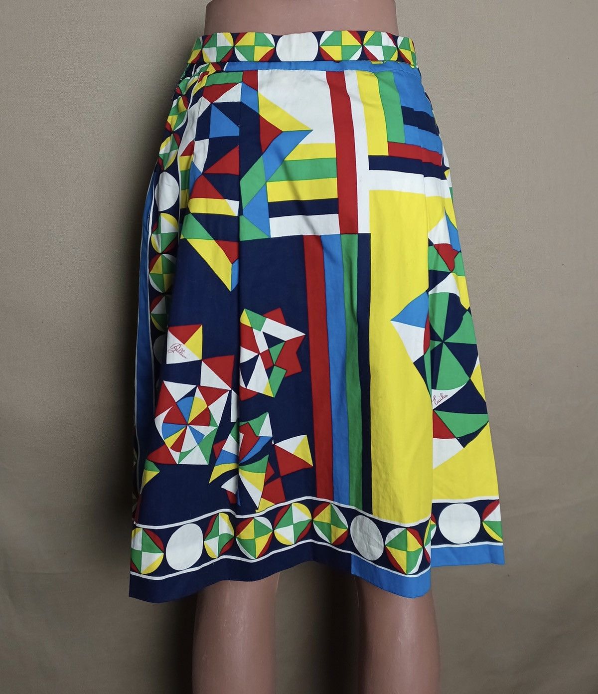 Vintage Emilia Bellini Vintage 70s Abstract Print Cotton Skirt EU 44 Size 30" / US 8 / IT 44 - 4 Thumbnail