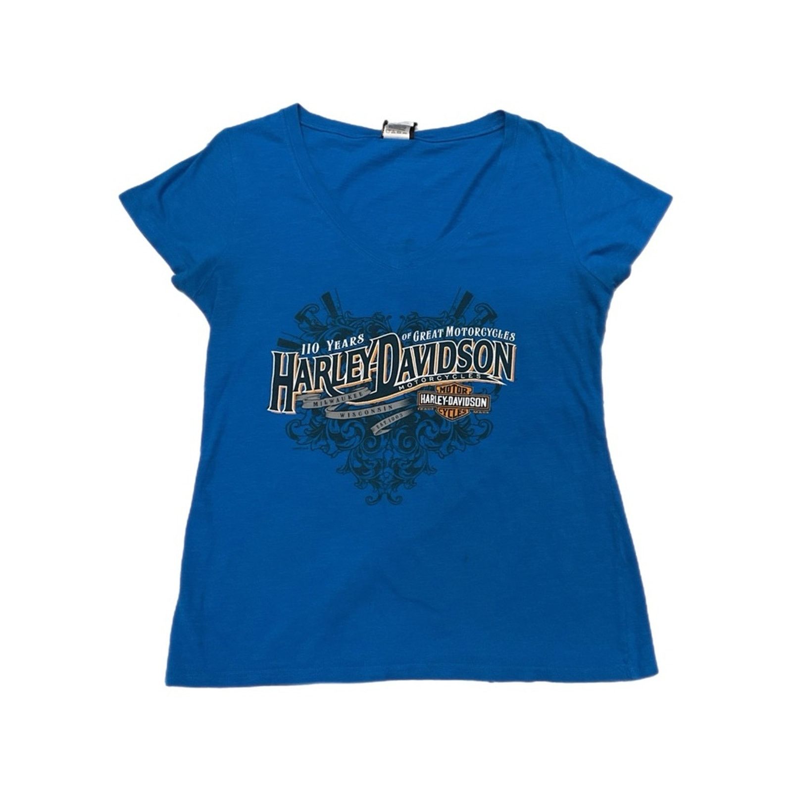 Harley Davidson Harley Davidson 110th Anniversary Blue Short Sleeve T-Shirt Size XL / US 12-14 / IT 48-50 - 1 Thumbnail