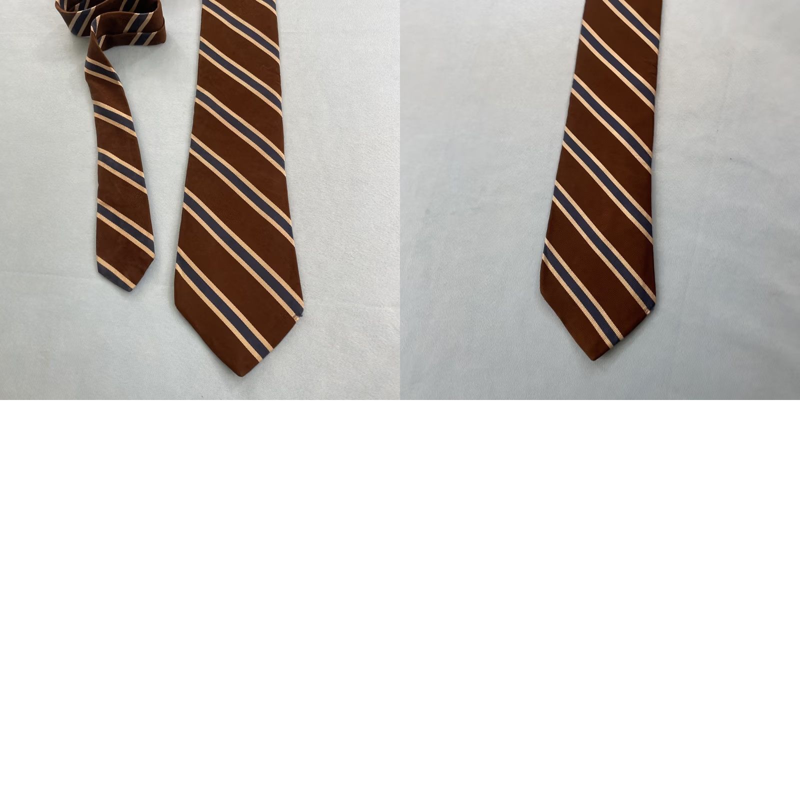 Vintage VINTAGE The Toggery Shop Organzine Warp Fine Repp Tie Brown Navy Blue Stripe vtg 4x56 Capsule Wide Necktie Mens Tie Size ONE SIZE - 11 Thumbnail