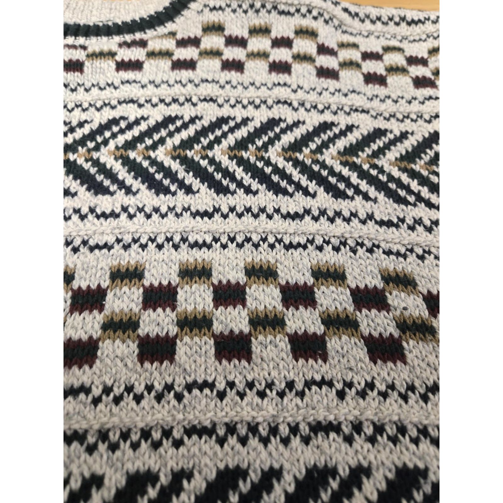 Vintage VINTAGE R&R Casuals Sweater Mens XL Cream Geometric Knit Cotton Crew Neck Pullover USA 90s Mens Size US XL / EU 56 / 4 - 4 Thumbnail