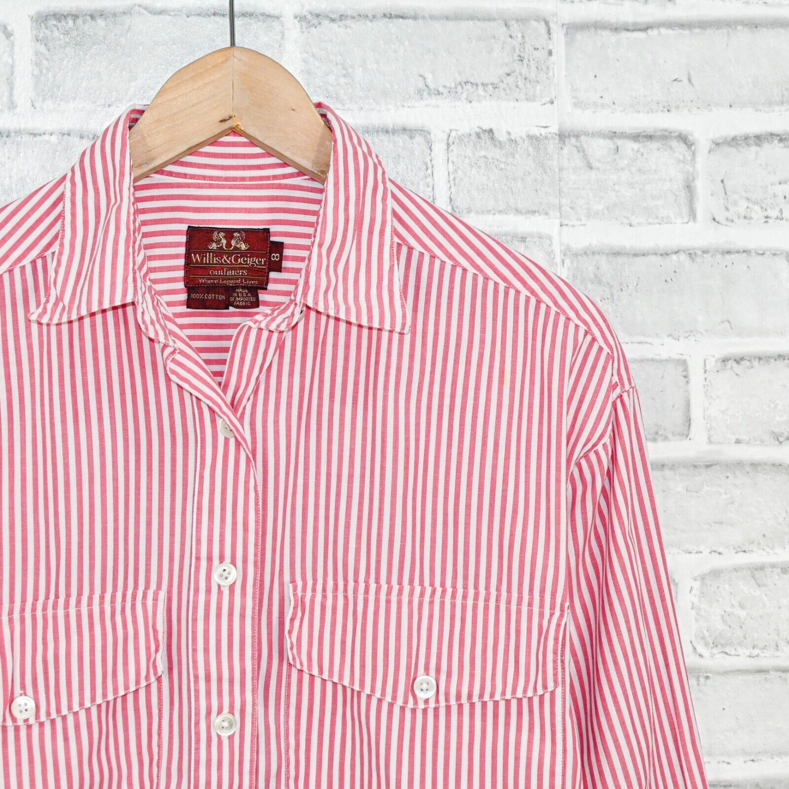 Willis & Geiger Vtg Willis & Geiger Women's Button up Shirt in Pink Striped Size M / US 6-8 / IT 42-44 - 6 Thumbnail