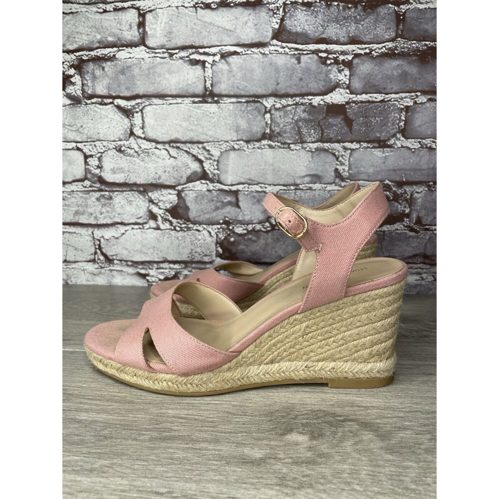 Stuart Weitzman STUART WEITZMAN Mirela II Pink Canvas Espadrille Wedge Sanda Size US 9.5 / IT 39.5 - 1 Thumbnail