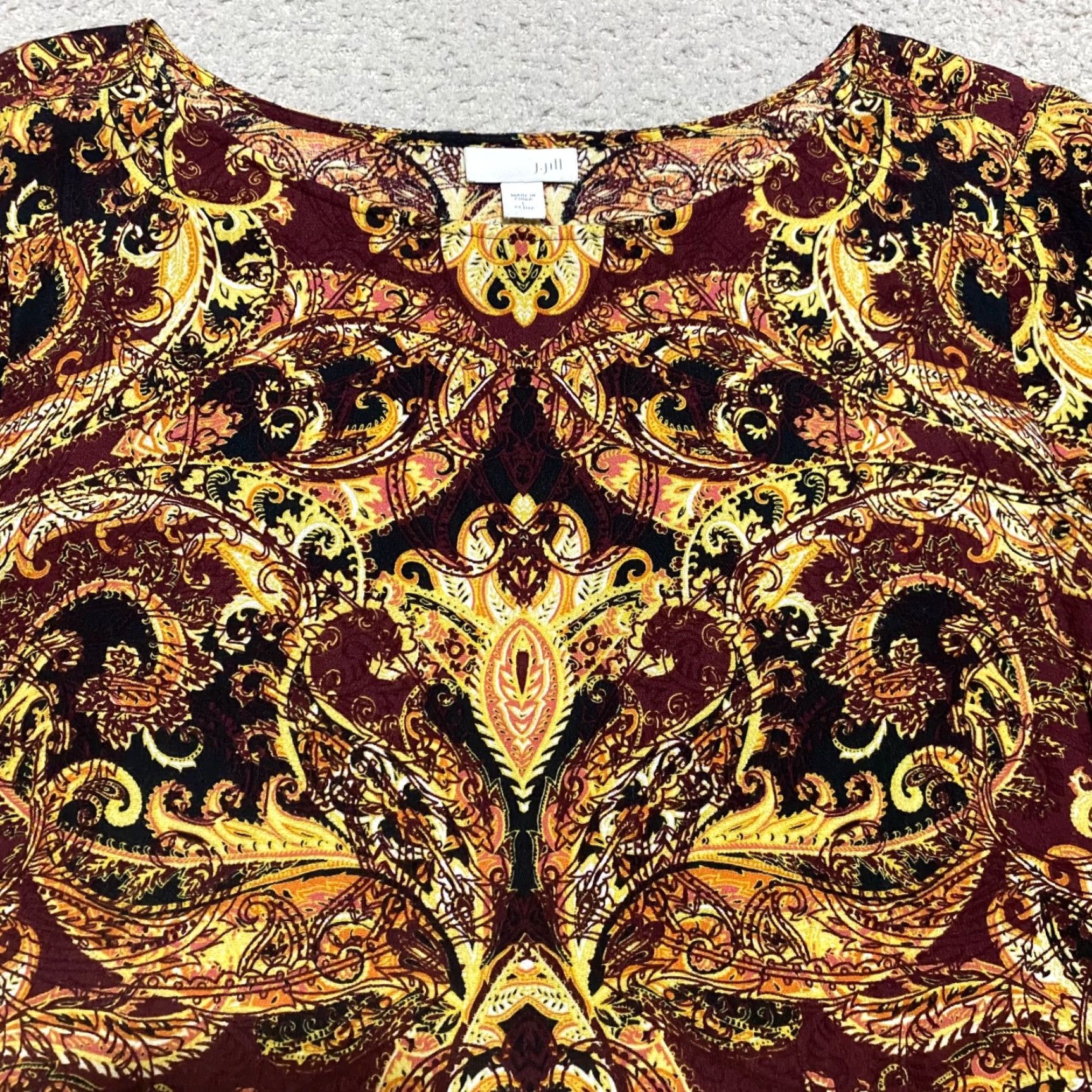 J. Jill J Jill Womens PL Petites Shirt Multicolor Paisley Boat Neck Tunic Long Sleeve Blouse Size L / US 10 / IT 46 - 6 Thumbnail