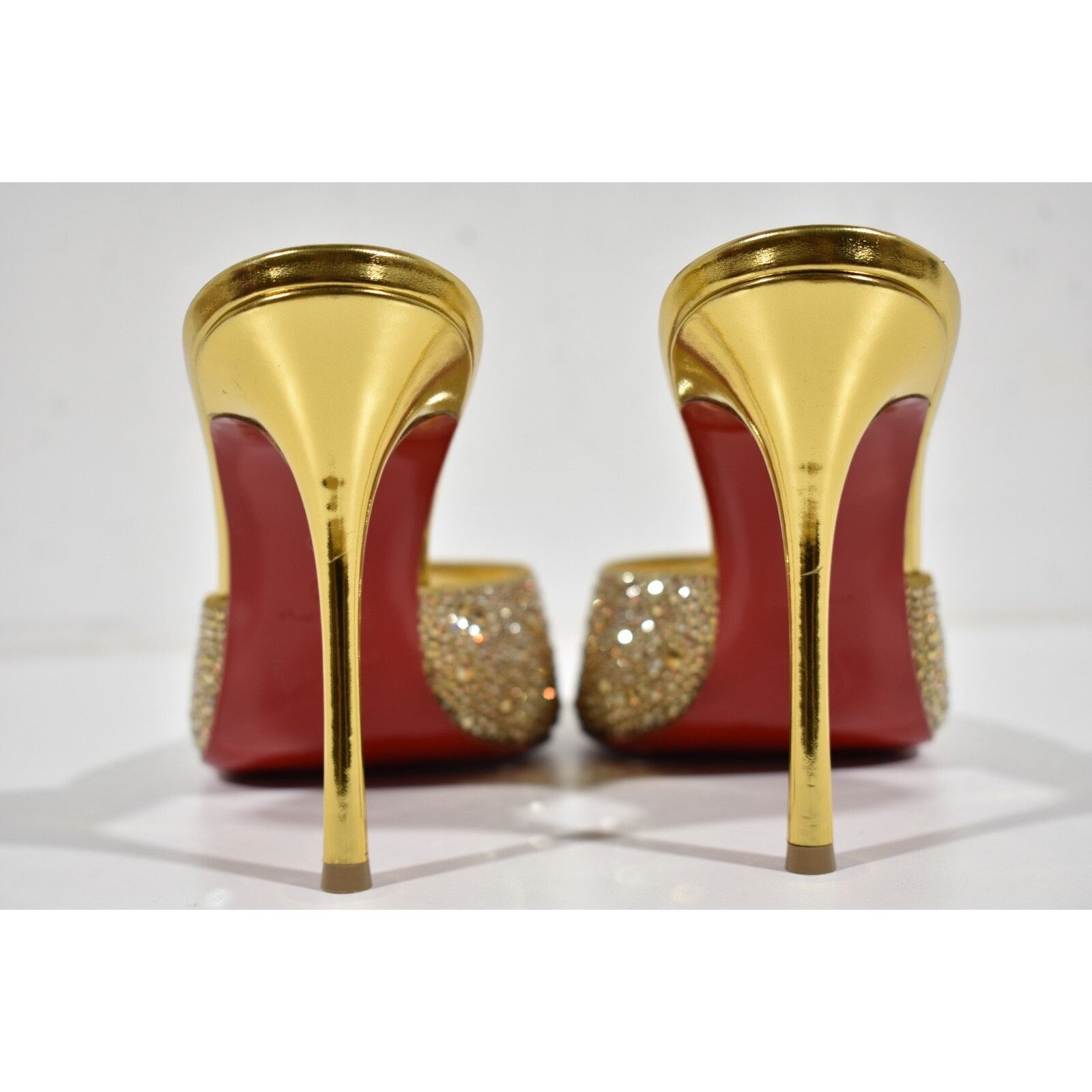 Christian Louboutin Me Dolly Strass 100 Gold Backless Sandal Mule Heel Pump 38 Size US 8 / IT 38 - 11 Thumbnail