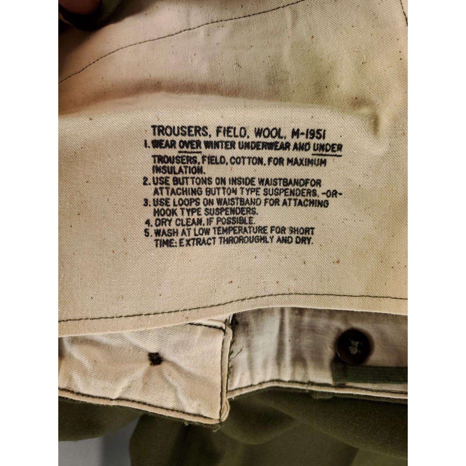 Olive VINTAGE US Army M51 M-1951 Wool Pants Olive Green Mens L 40x31 Actual Wool Pants Mens Size US 40 / EU 56 - 3 Thumbnail