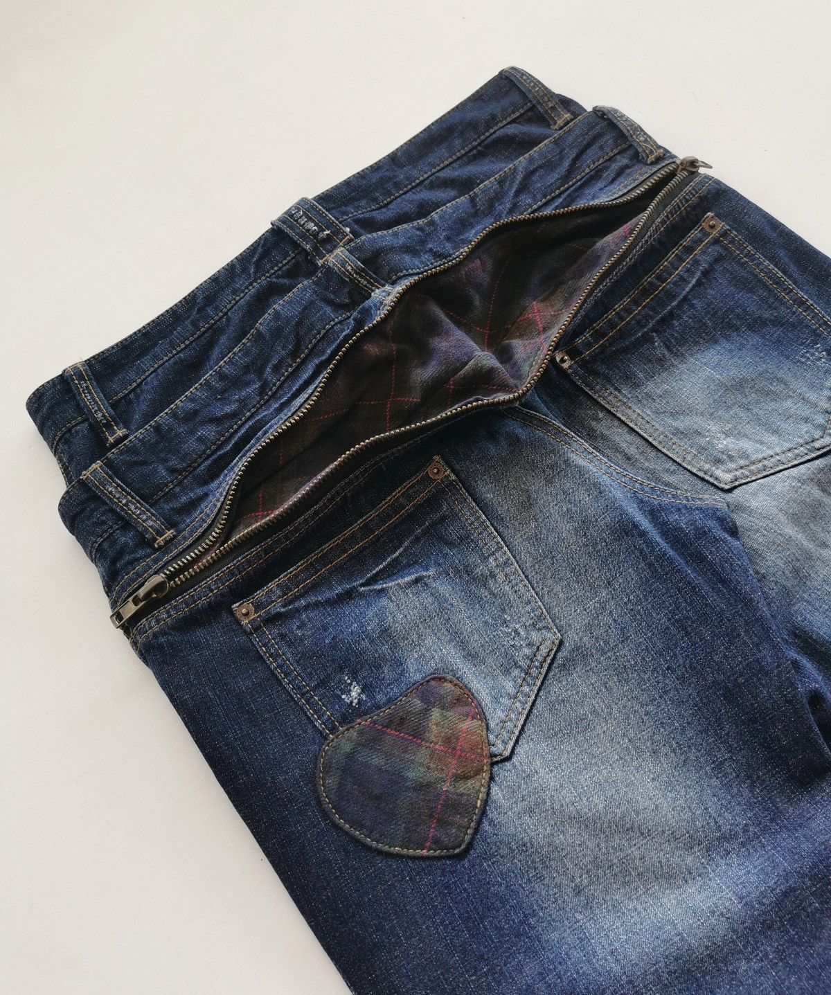 If Six Was Nine Stitch Graffito Double Waist Denim Jeans Size US 32 / EU 48 - 2 Thumbnail