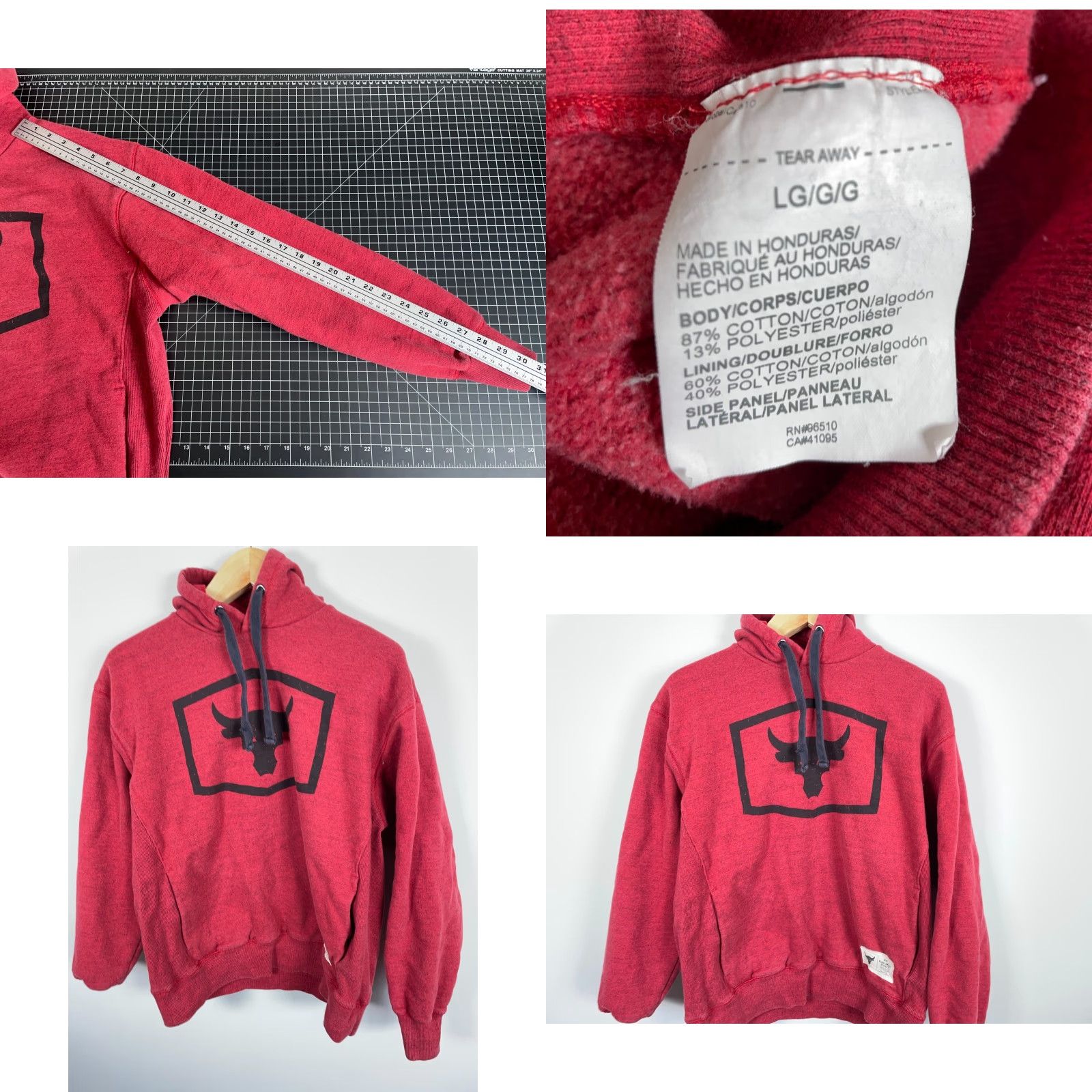 Under Armour Under armour Project Rock Hoodie Mens Large Red Drawstring Pullover Sweatshirt Size US L / EU 52-54 / 3 - 8 Thumbnail